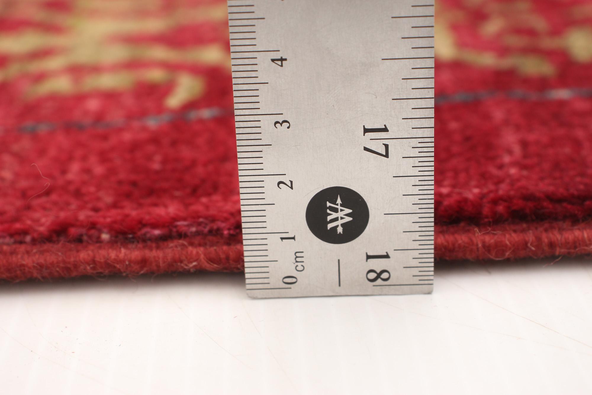 Handgeknüpfte Wolle, roter Lahore-Teppich, 10' x 14' im Zustand „Neu“ im Angebot in New York, NY