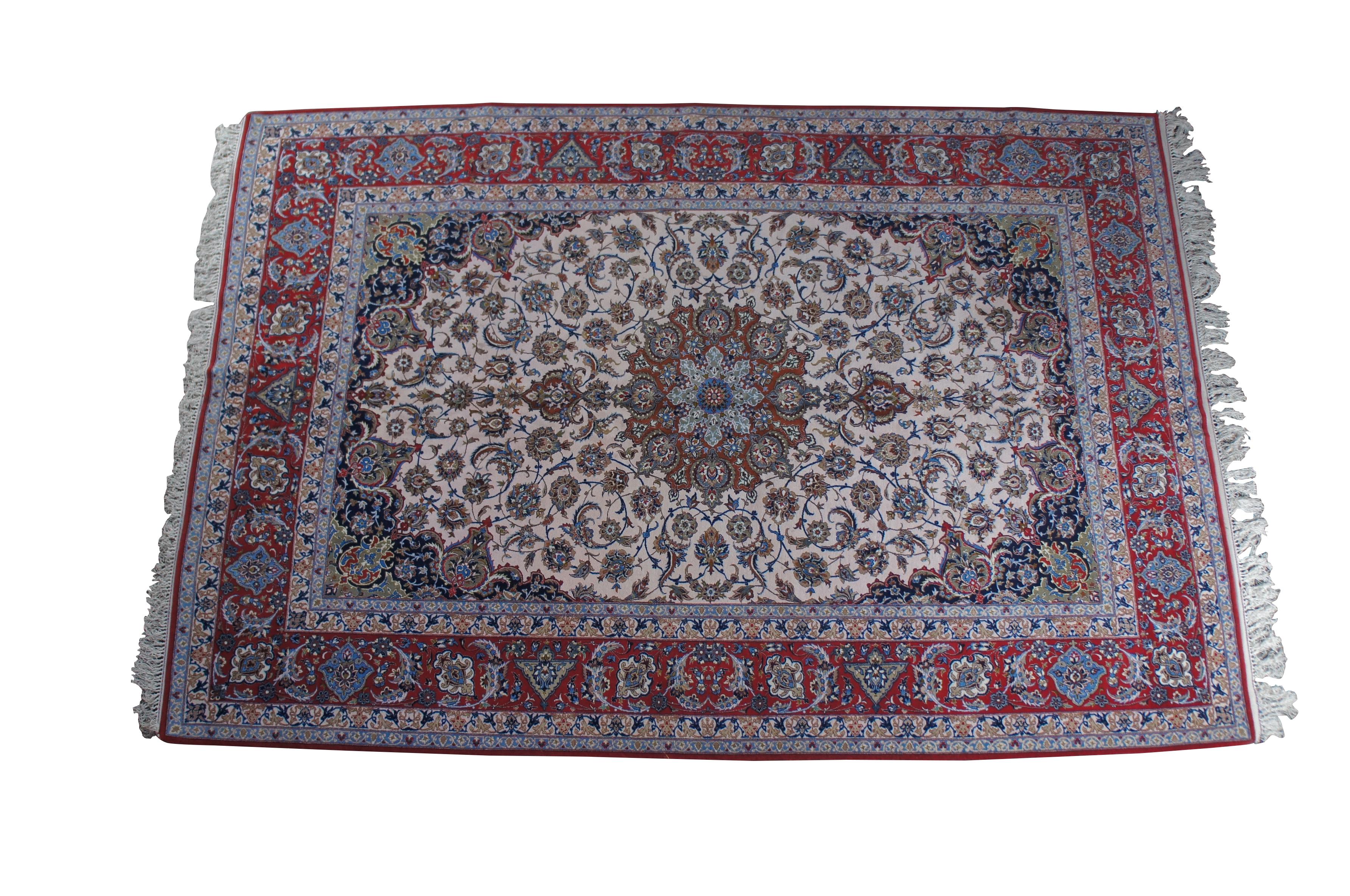 Alfombra Persa Nain de Seda y Lana con Medallón Floral 7' x 10.5' en Bastante bueno estado para la venta en Dayton, OH