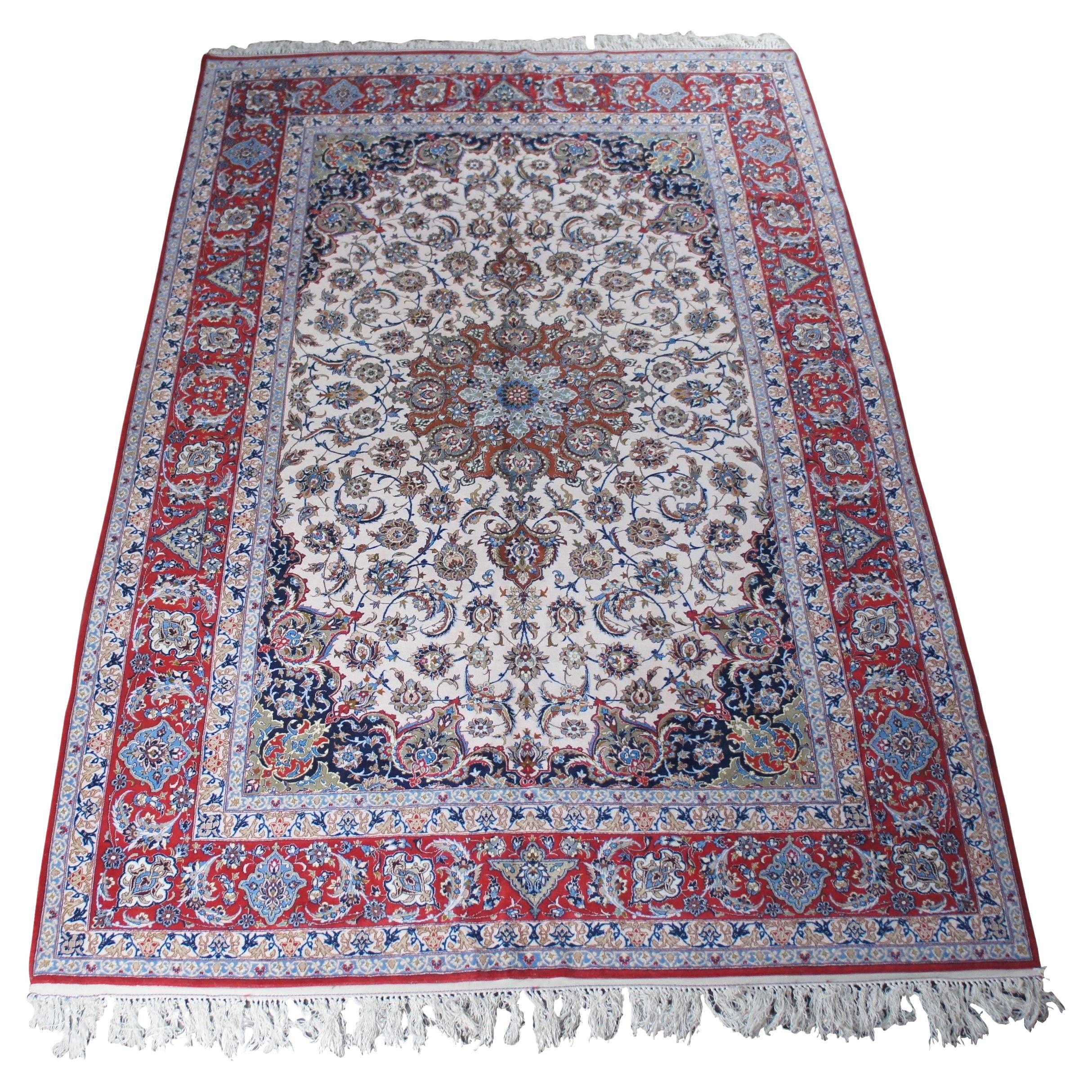 Fine Persian Nain Silk Wool Floral All Over Medallion Area Rug Carpet 7' x 10.5'
