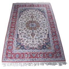 Fine Persian Nain Silk Wool Floral All Over Medallion Area Rug Carpet 7' x 10.5'