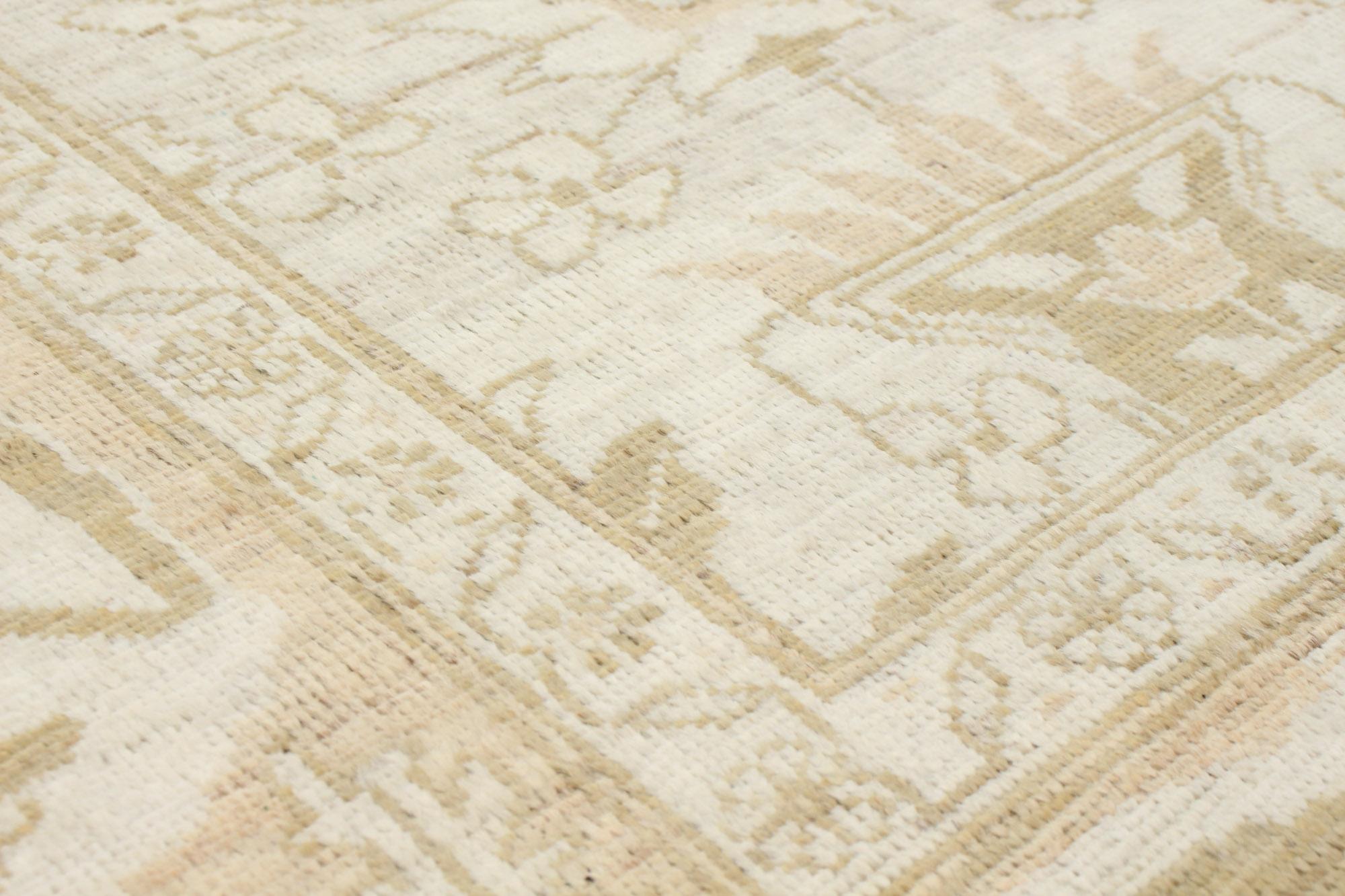 Tapis persan Oushak transitionnel, crème, taupe et brun clair  8' x 10' en vente 1