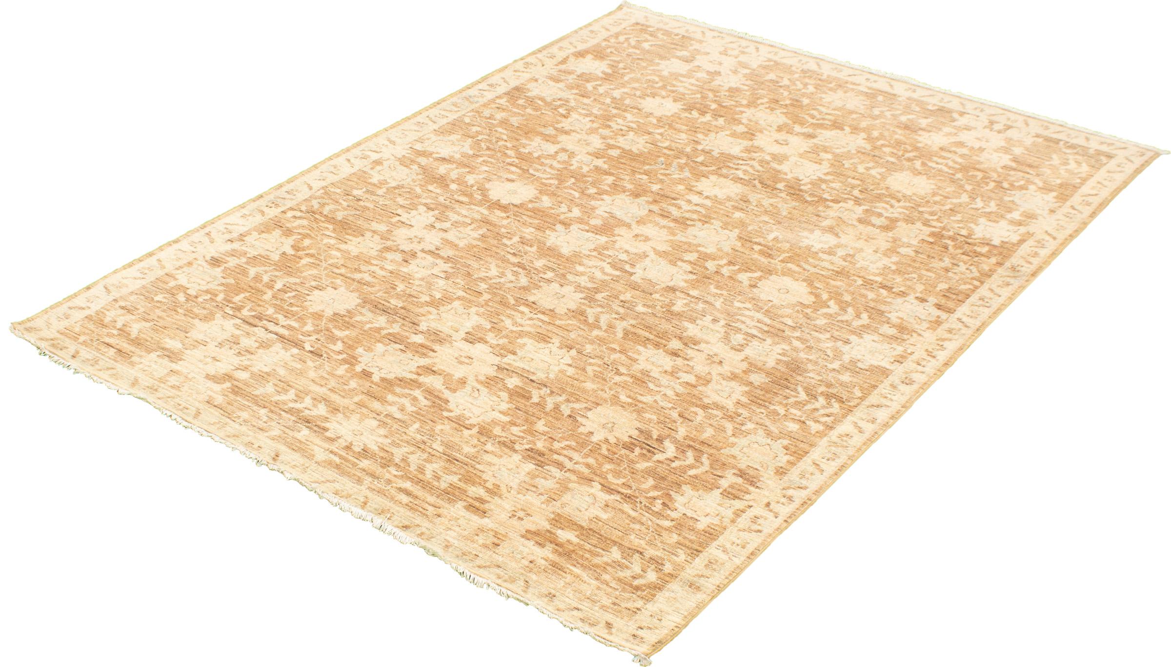 Fine Transitional Neutral Wool Persian Oushak Carpet, Hand-Knotted, 6' x 9' For Sale 1