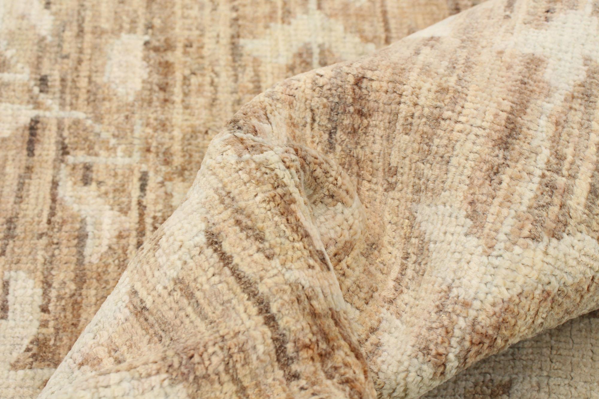Laine Tapis persan Oushak transitionnel en laine neutre, noué à la main, 6' x 9' en vente