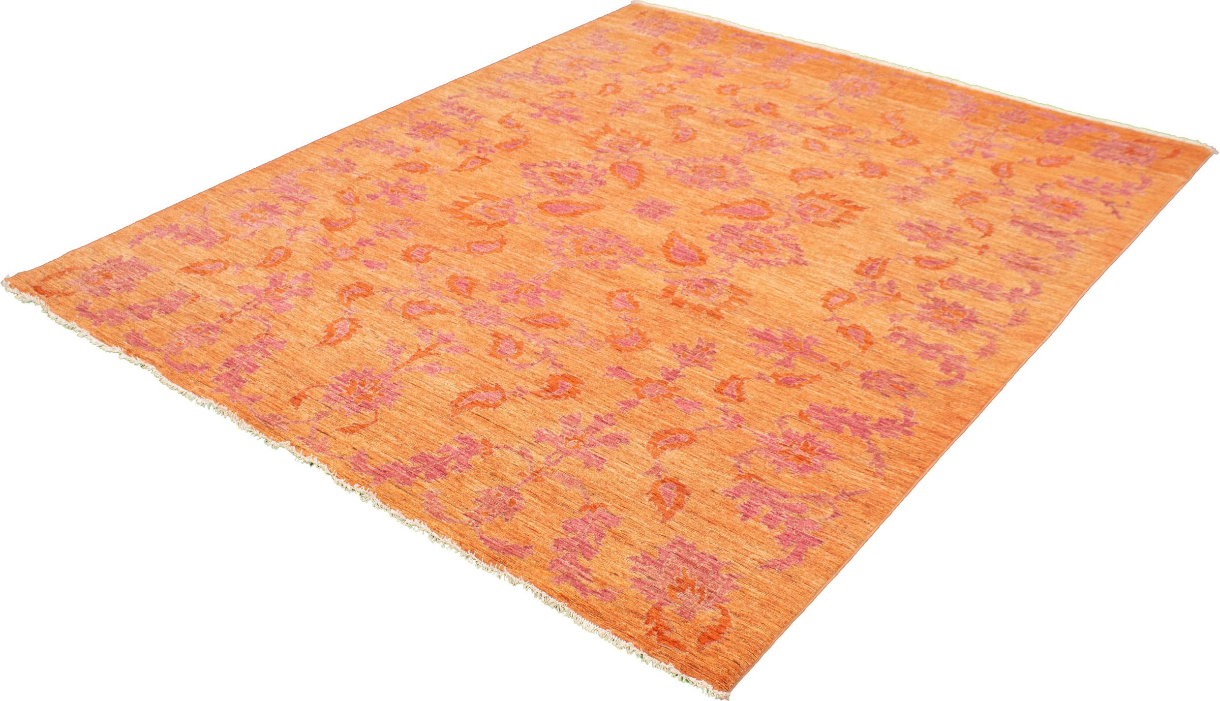 Fine Persian Oushak Rug, Pink & Orange, Transitional Floral Design - 10'x14' In New Condition In New York, NY