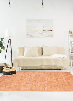 Pink and Orange Wool Persian Oushak Rug, 4’ x 6’