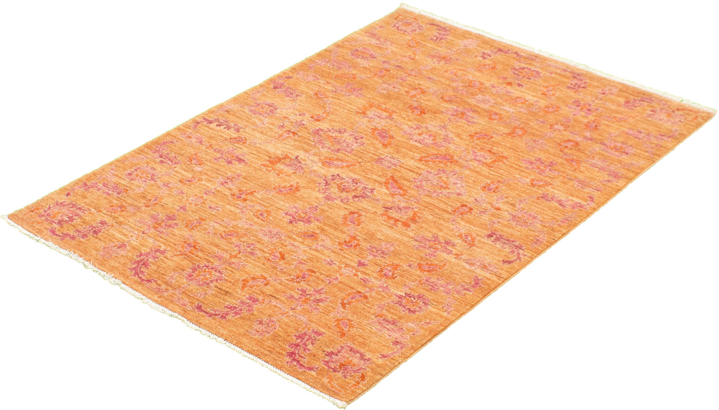 Pink and Orange Wool Persian Oushak Rug, Hand-Knotted, 4’ x 6’ In New Condition For Sale In New York, NY