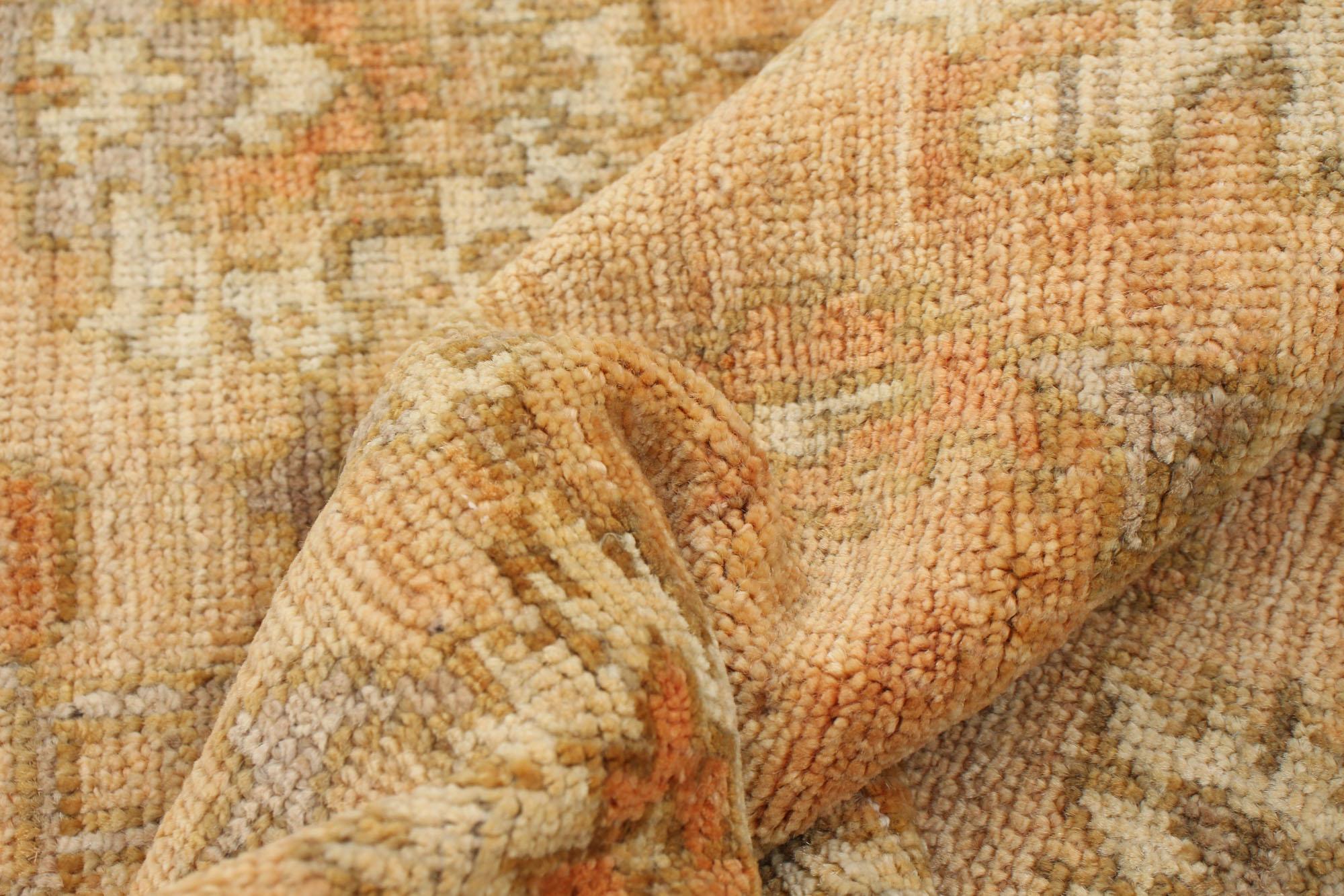 Laine, Tapis persan Oushak noué à la main, jaune, taupe, crème, 4' x 6' en vente 1