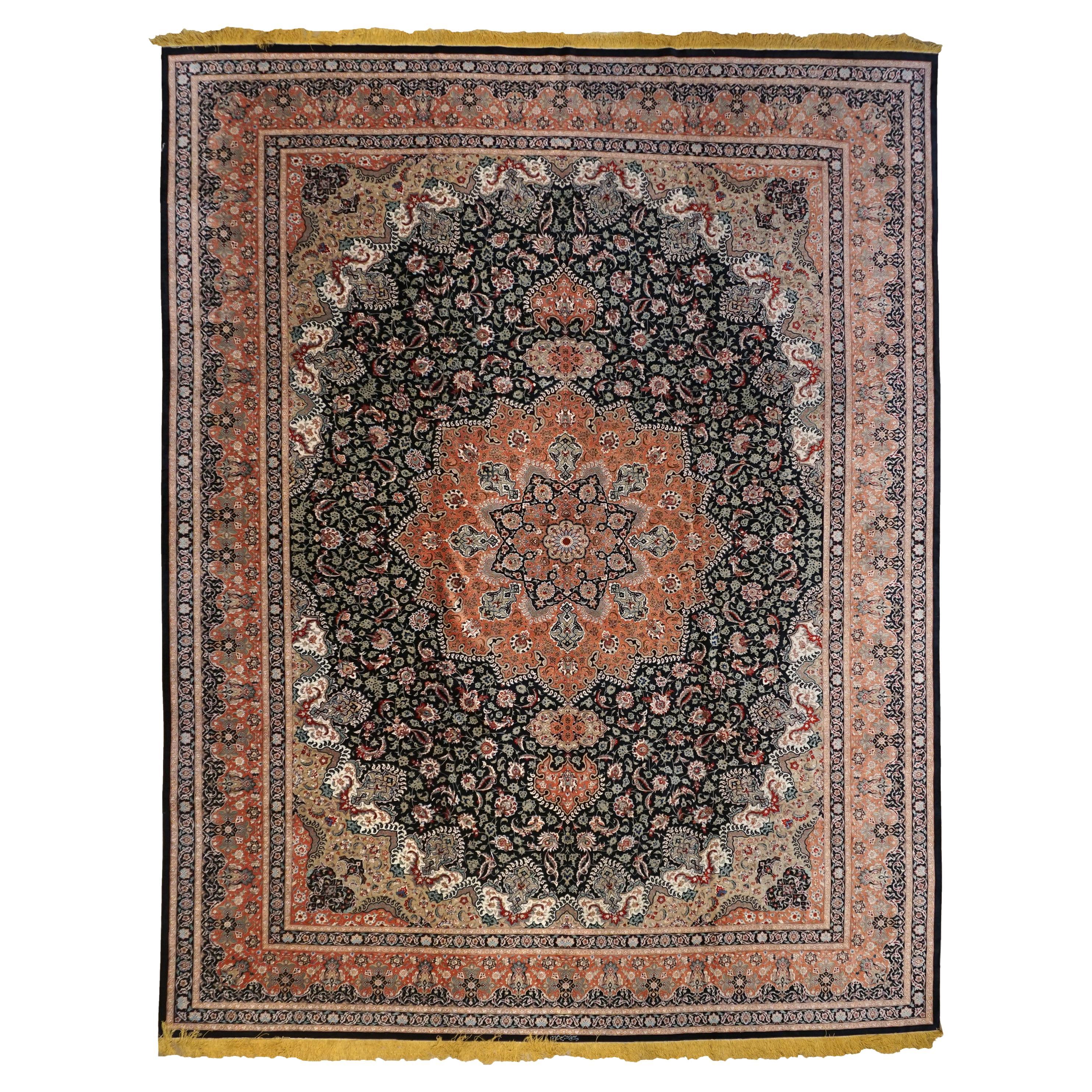 Fine Persian Qum Signed Mir-Mehdi Pure Silk, 700+ KPSI For Sale