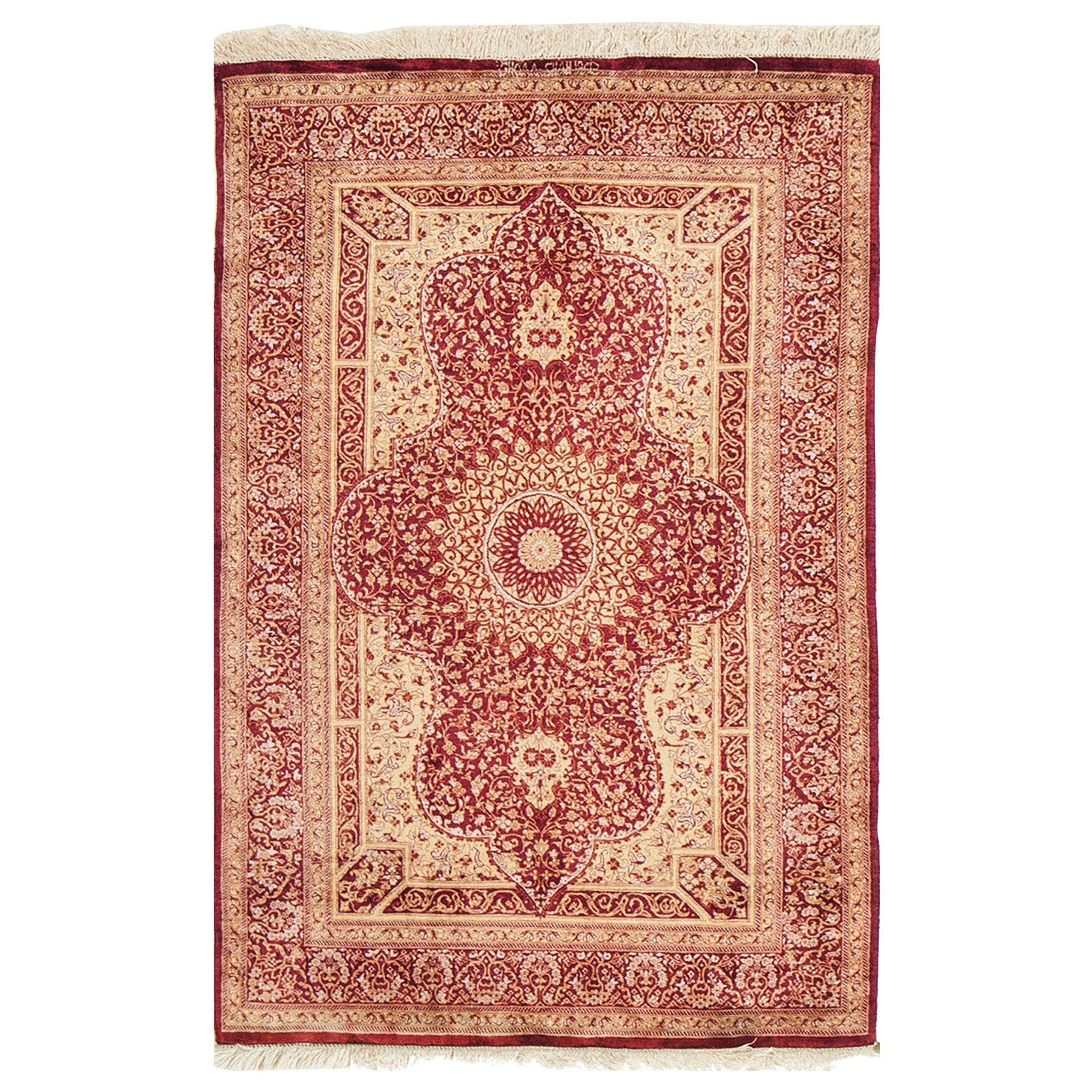 Tappeto persiano di seta Qum 26894 in vendita