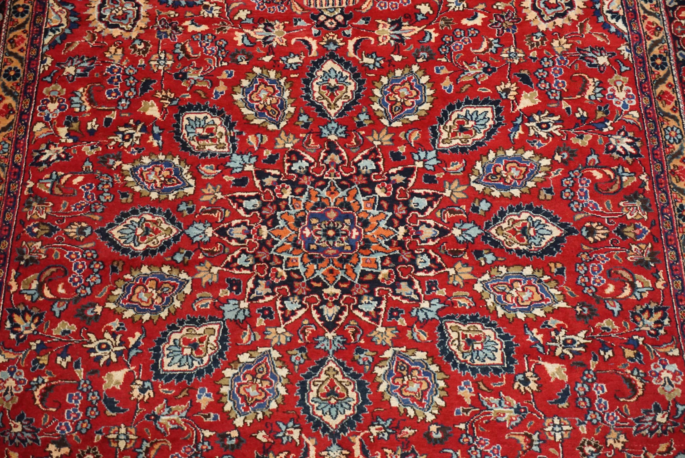 Hand-Knotted Fine Persian Sabzevar Rug, circa 1940 For Sale