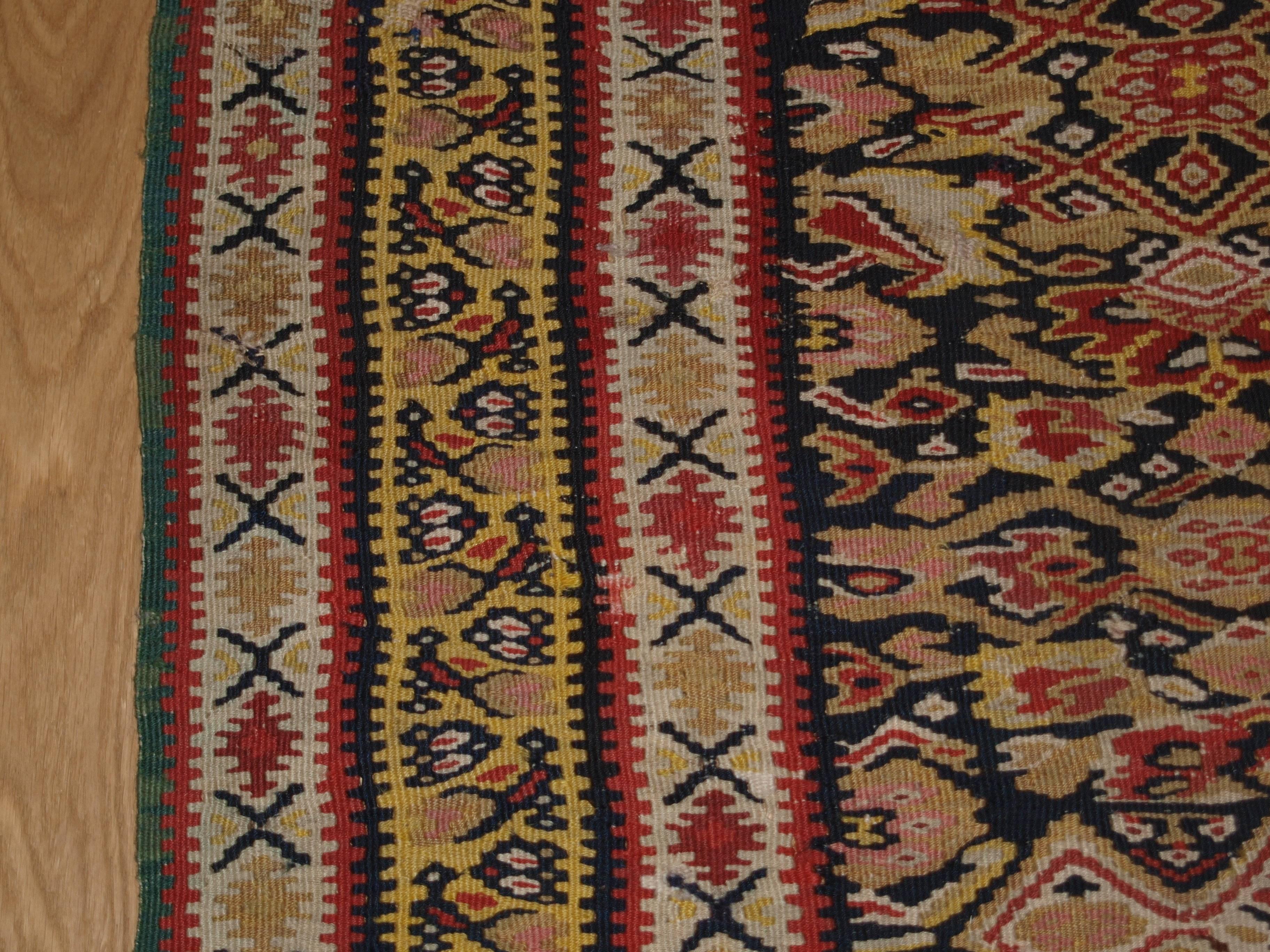 Fine Persian Senneh Kilim with Soft Colors, circa 1900 For Sale 2
