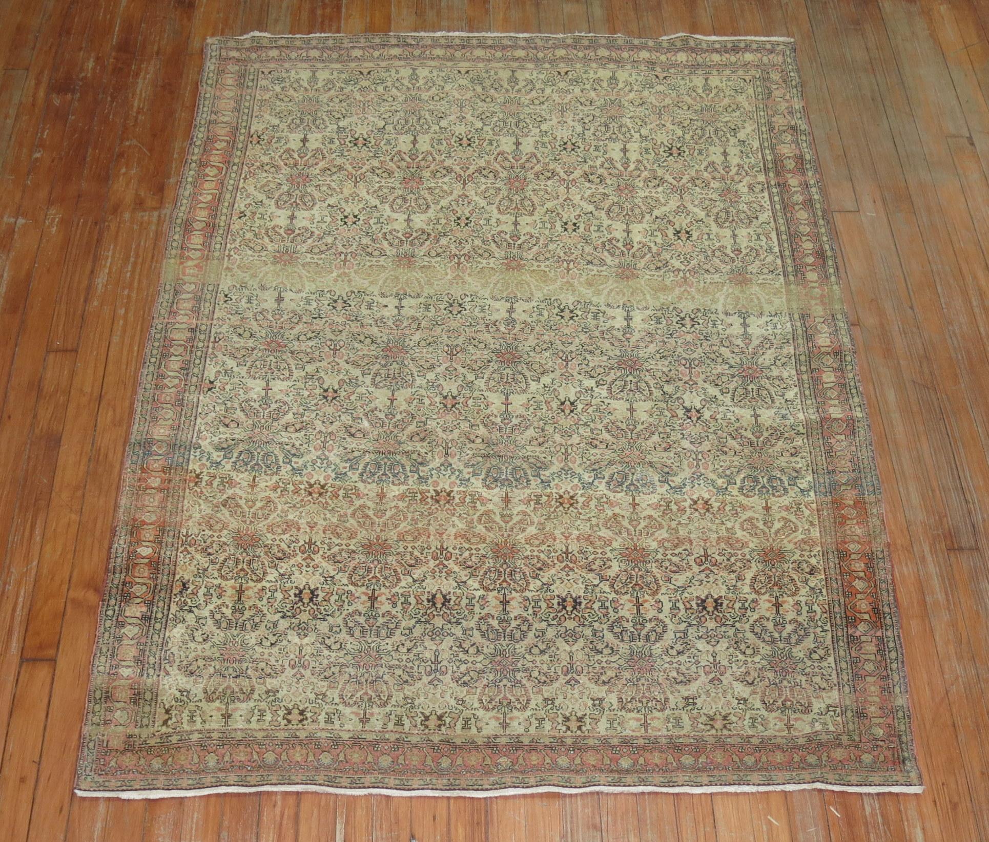 Hand-Knotted Late 19th Century Fine Persian Senneh Rug For Sale
