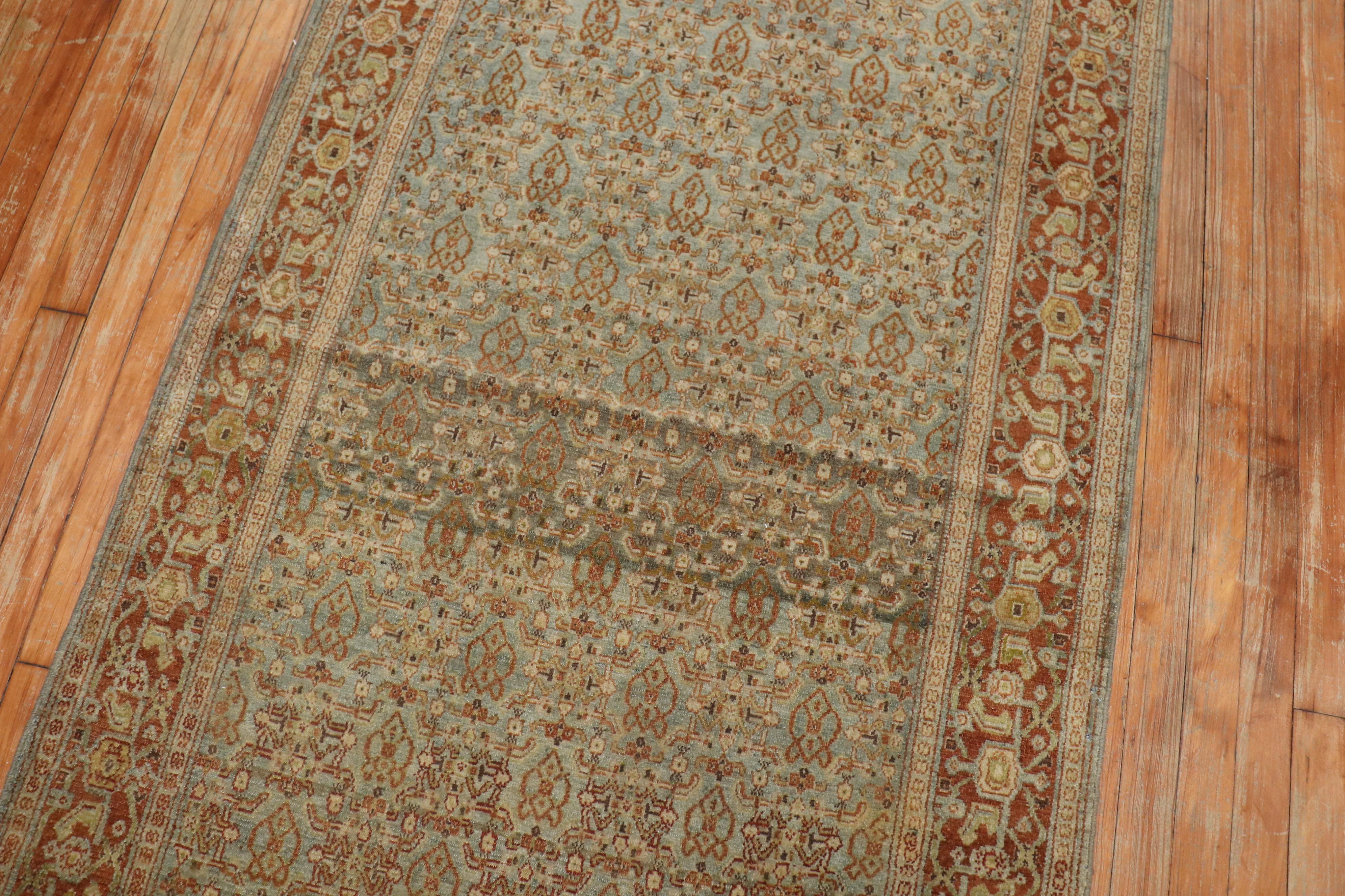 Fine Persian Senneh Wide Runner, Early 20th Century In Good Condition For Sale In New York, NY