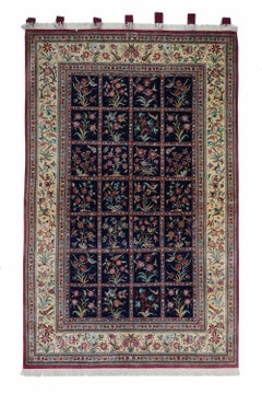 Vintage Extremely Fine Pure Silk Persian Qum Rug 4'5'' x 6'11''