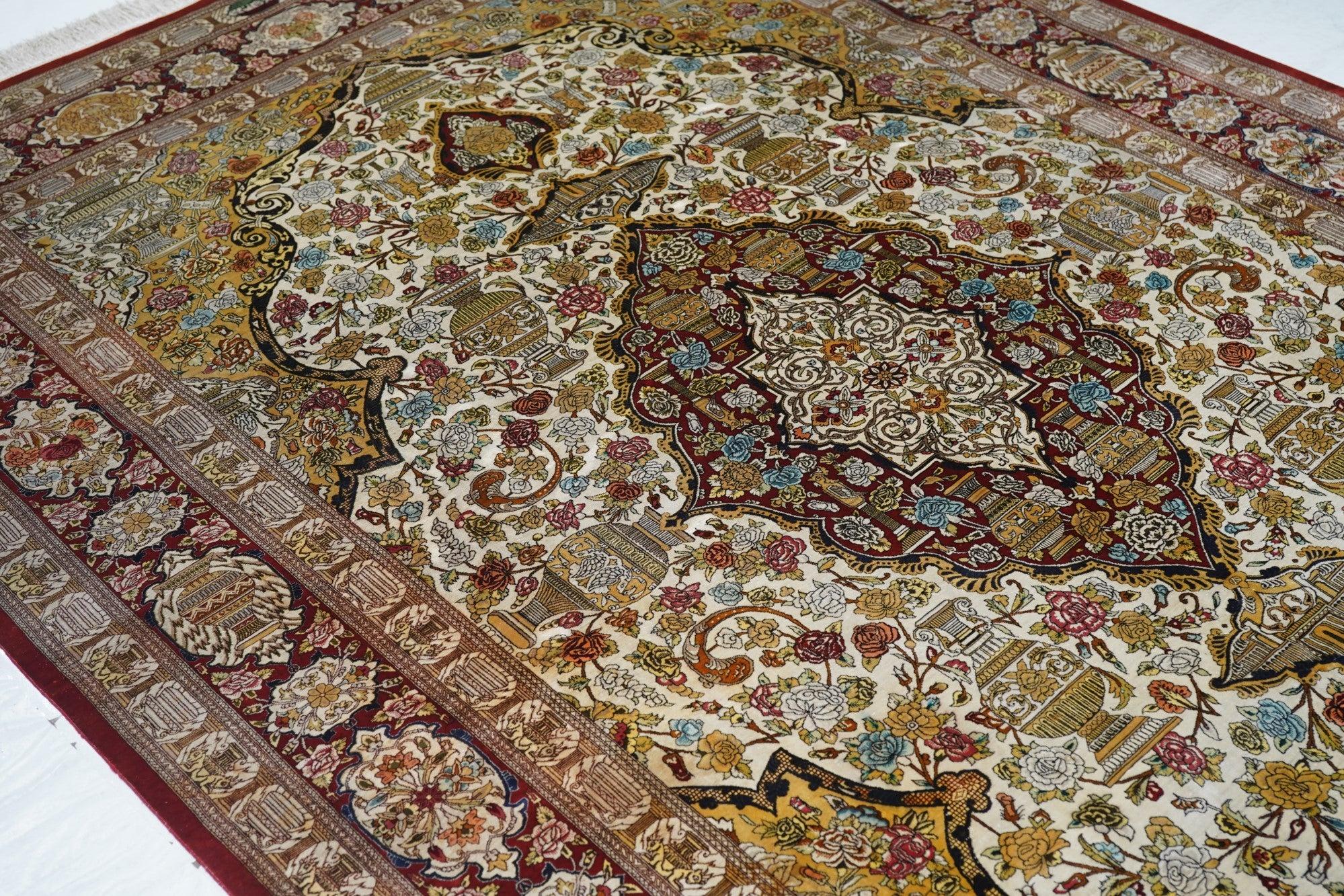 Tappeto Qum in seta fine persiano 6'6'' x 9'10'' in vendita 1
