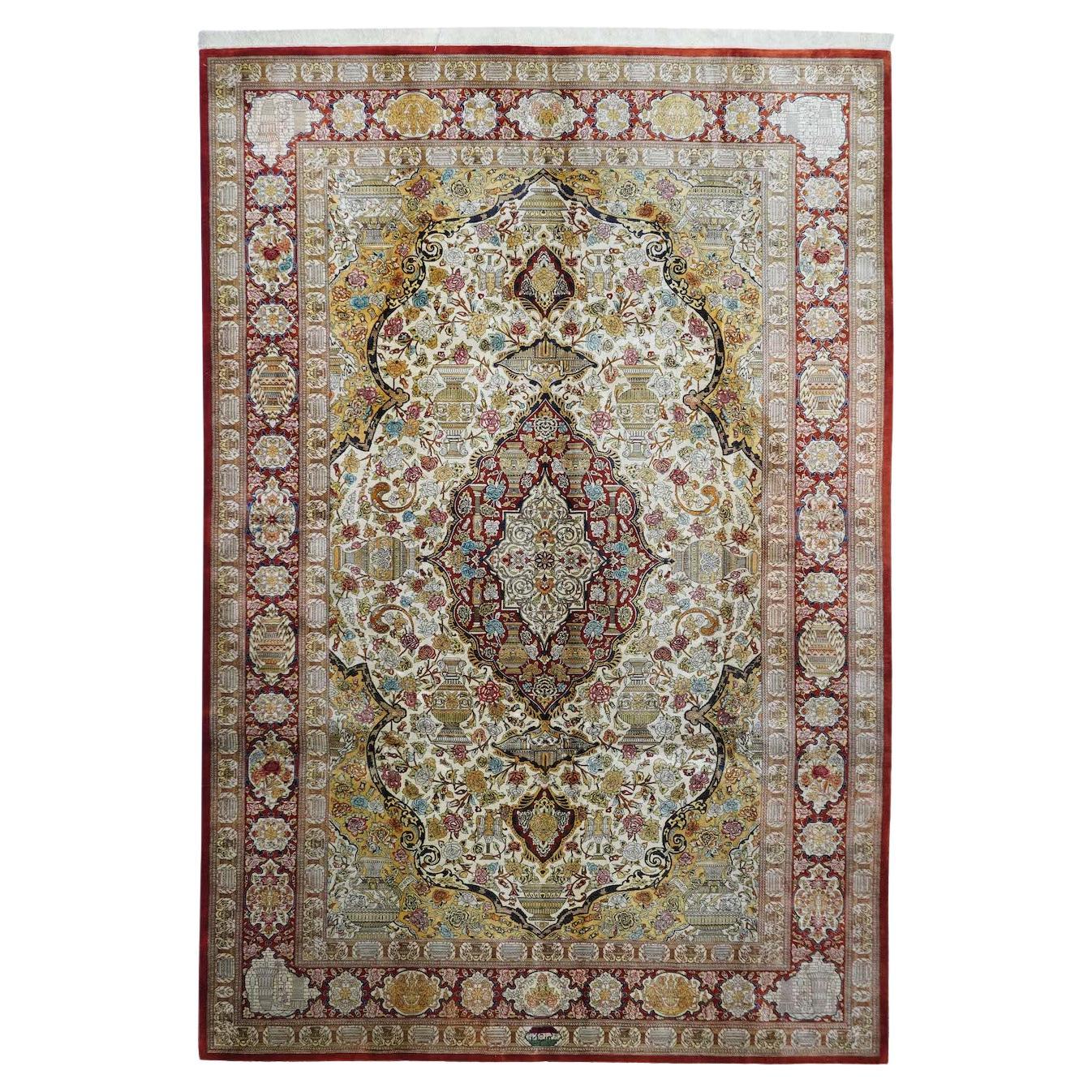 Fine Persian Silk Qum Rug 6'6'' x 9'10''