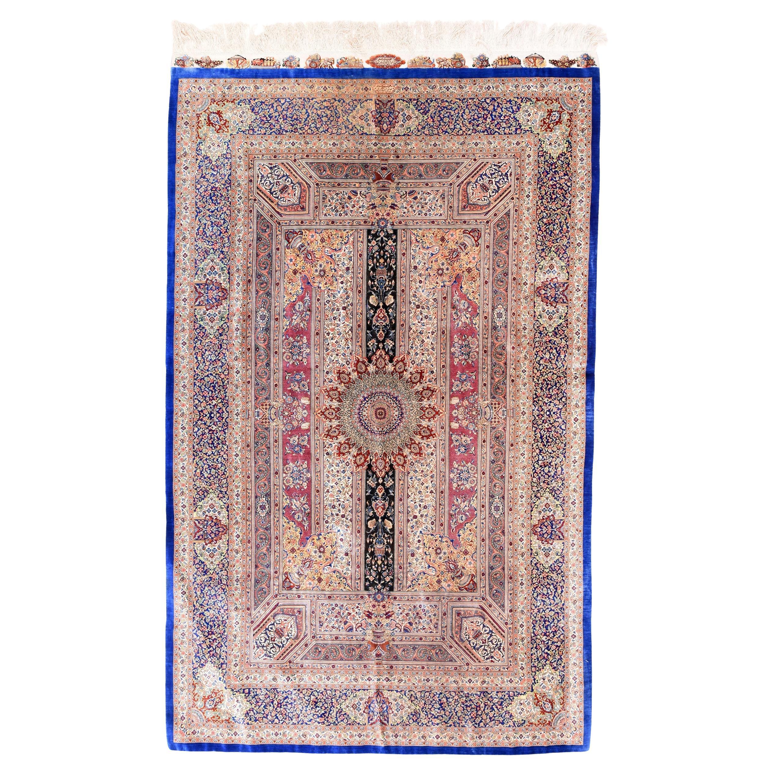 Fine Persian Silk Qum Signed Jamshidi Rug 4'4'' x 6'11''