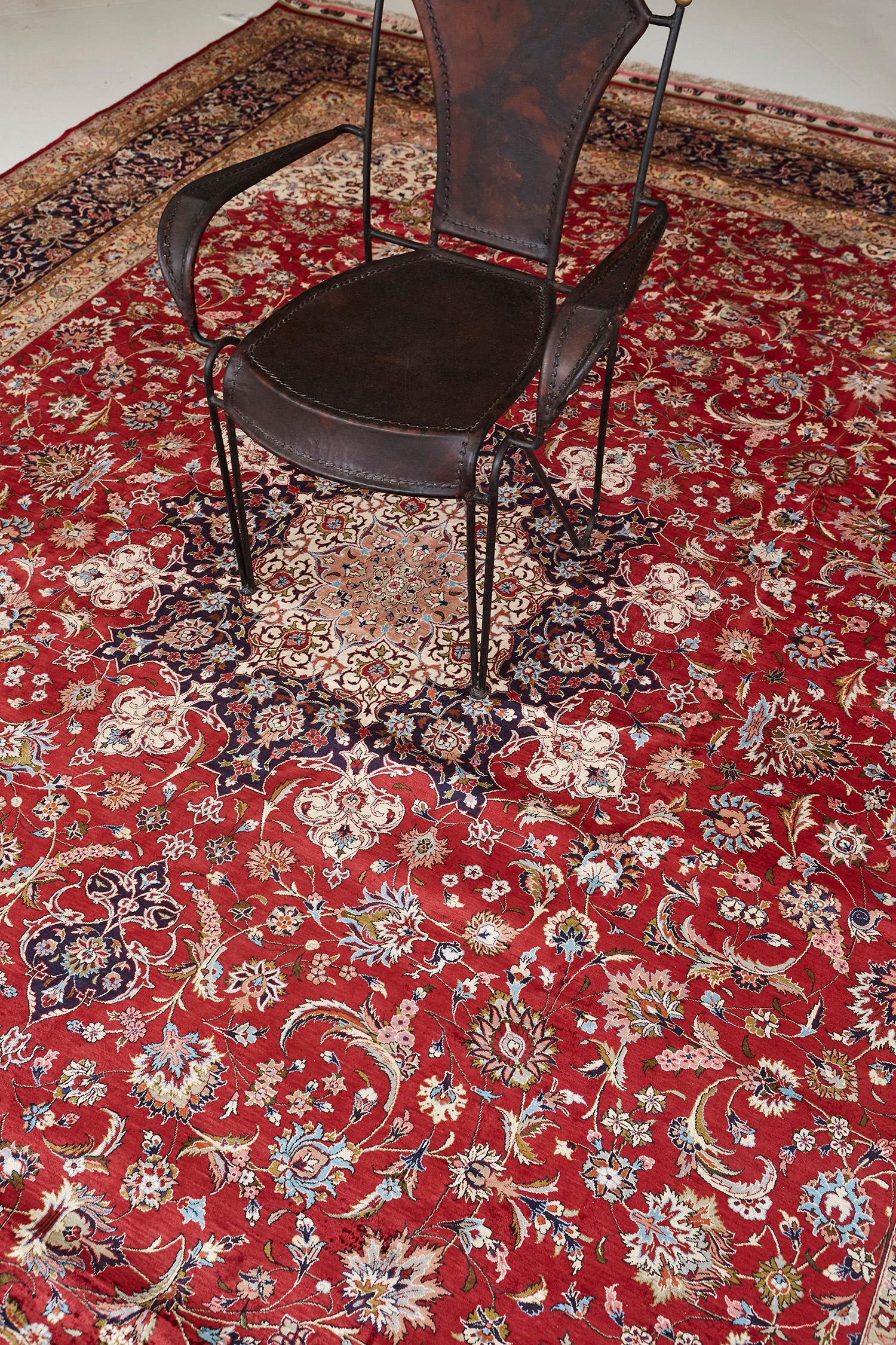 Mid-20th Century Fine Persian Silk Tabriz For Sale