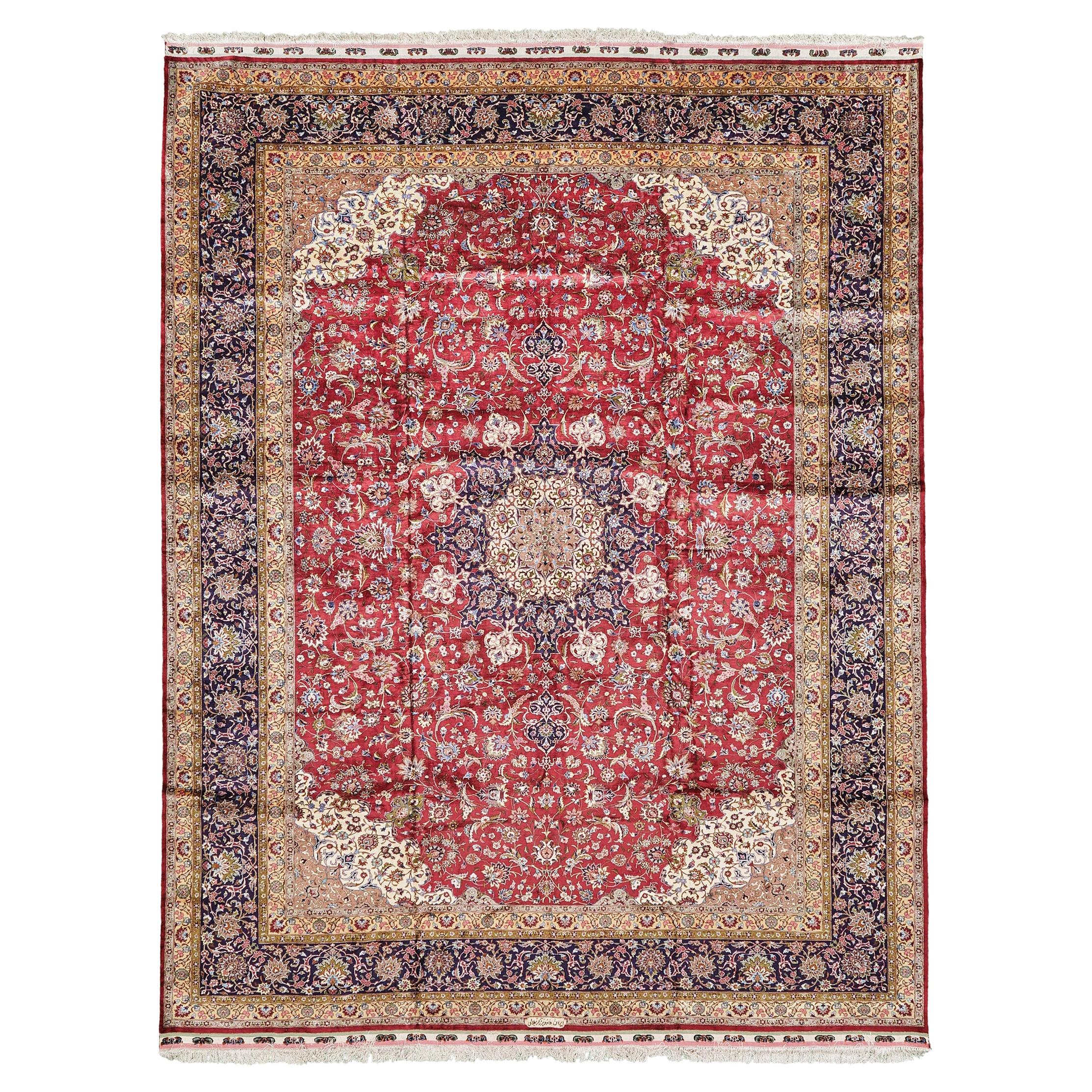 Fine Persian Silk Tabriz For Sale
