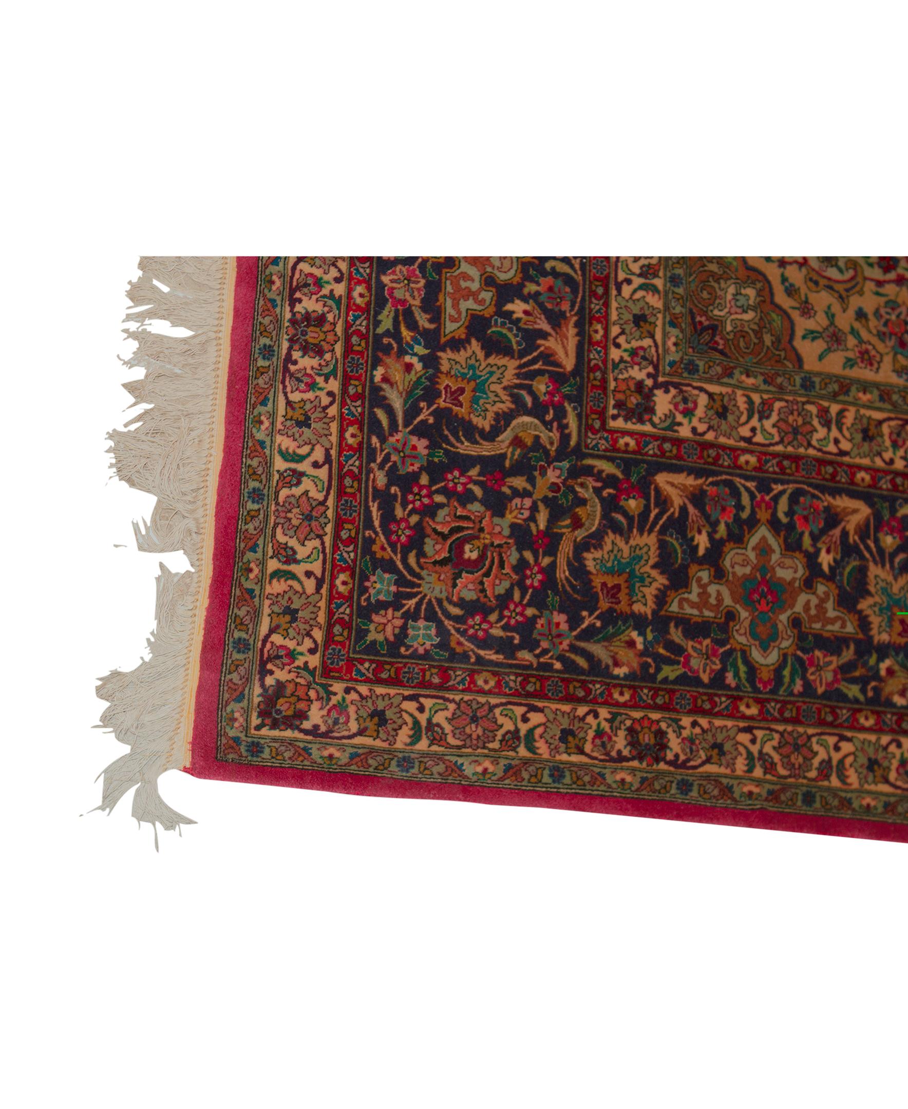 Hand-Woven Antique Persian Fine Traditional Handwoven Luxury Wool Red / Navy Square Rug For Sale