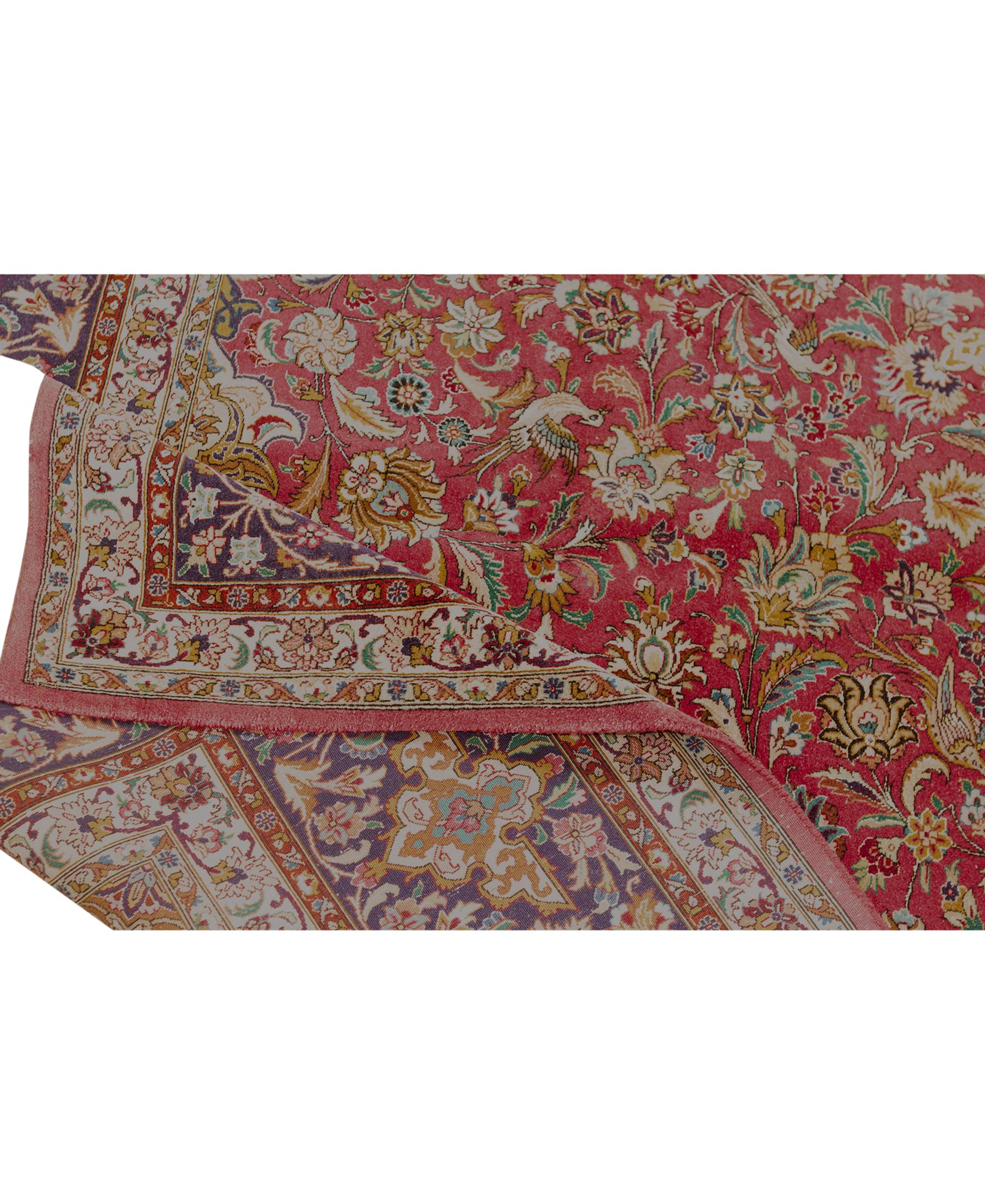 Antique Persian Fine Traditional Handwoven Luxury Wool Red / Navy Square Rug In Good Condition For Sale In Secaucus, NJ