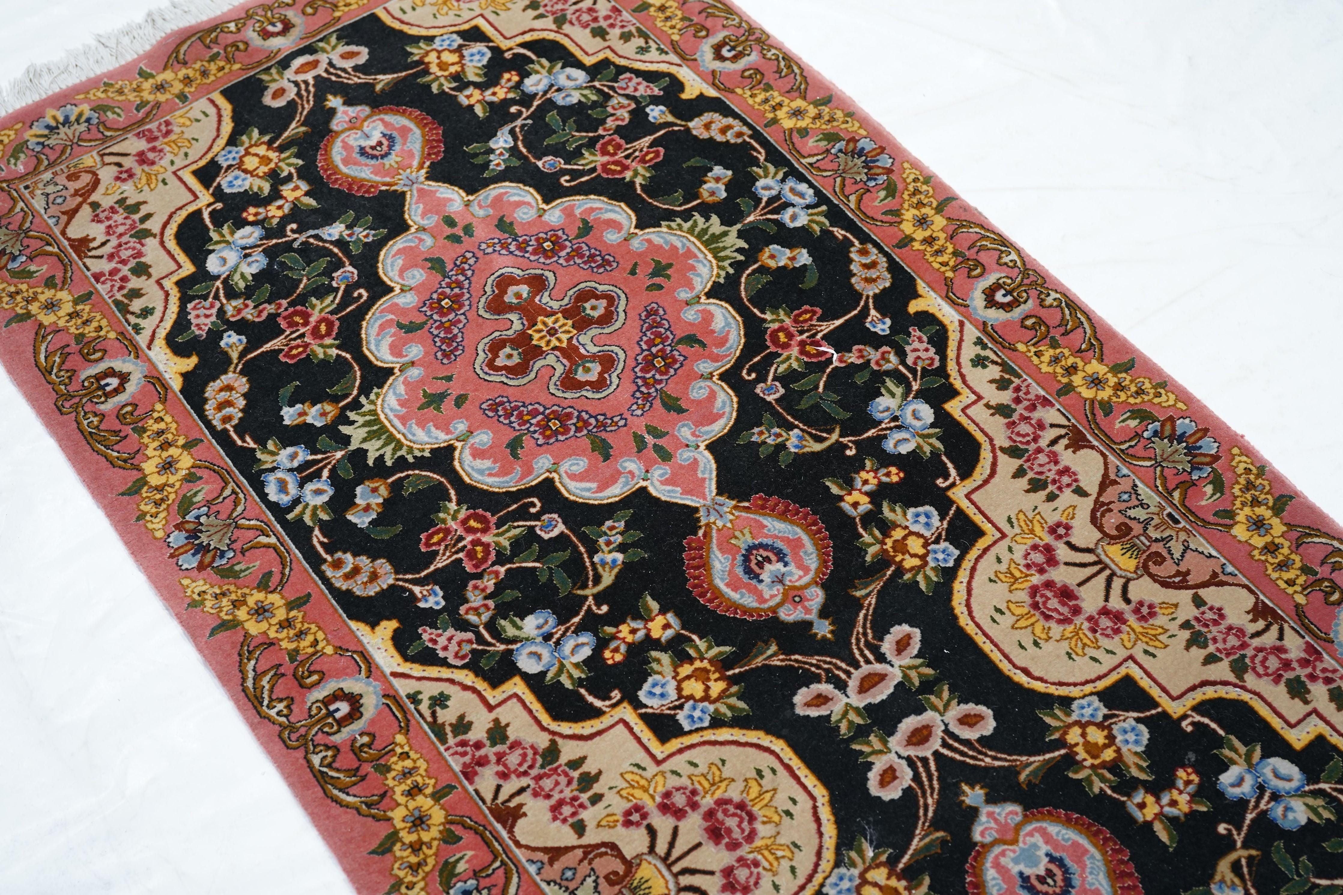 Extremely Fine Vintage Persian Tabriz Wool & Silk Runner 2'7'' x 10'3'' For Sale 2