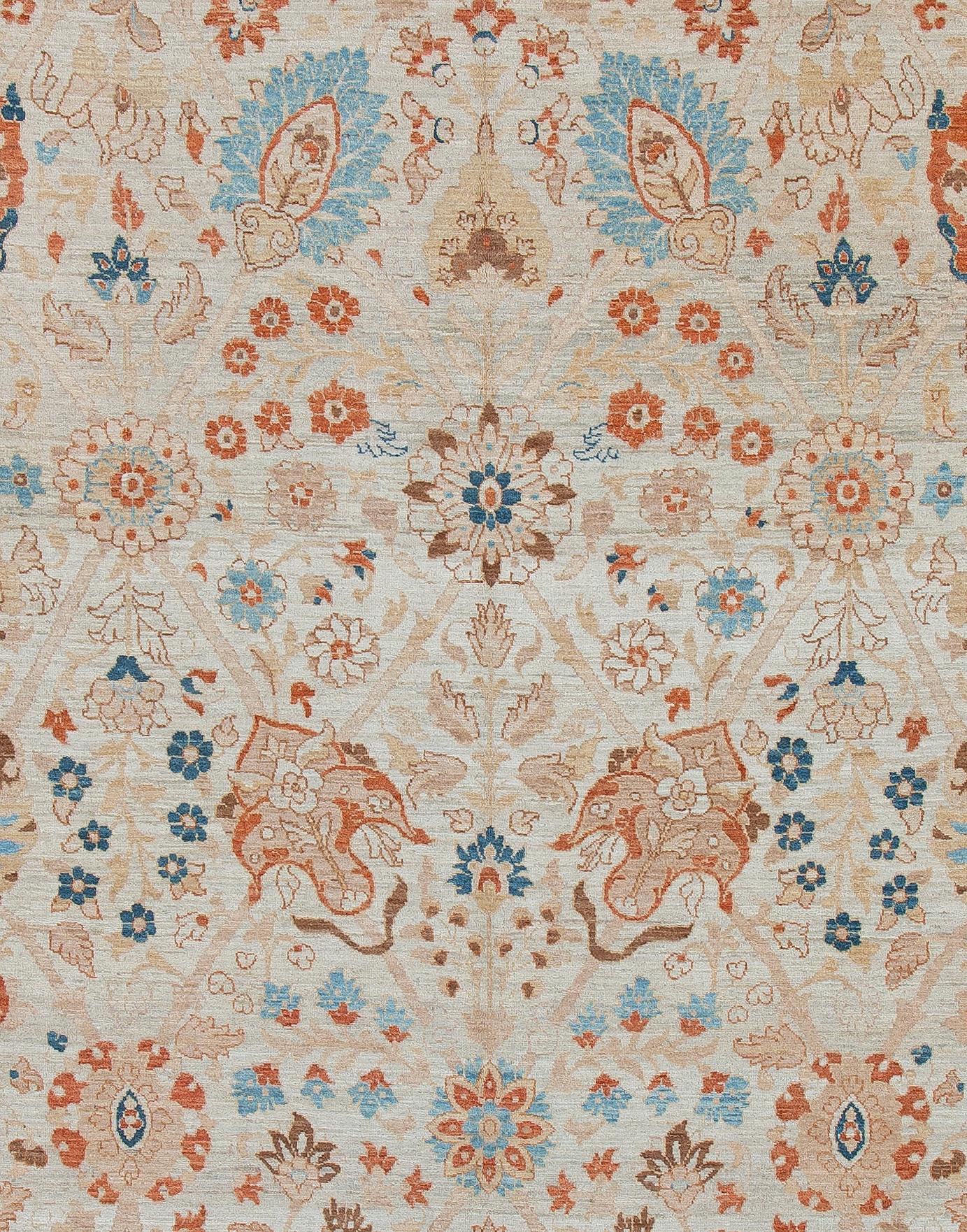 This exquisite rug is inspired by the rare and collectible antique Tabriz Hadji Jalili rugs, originally crafted in the 19th century and earlier. With their timeless appeal and historical significance, these rugs are highly sought after by