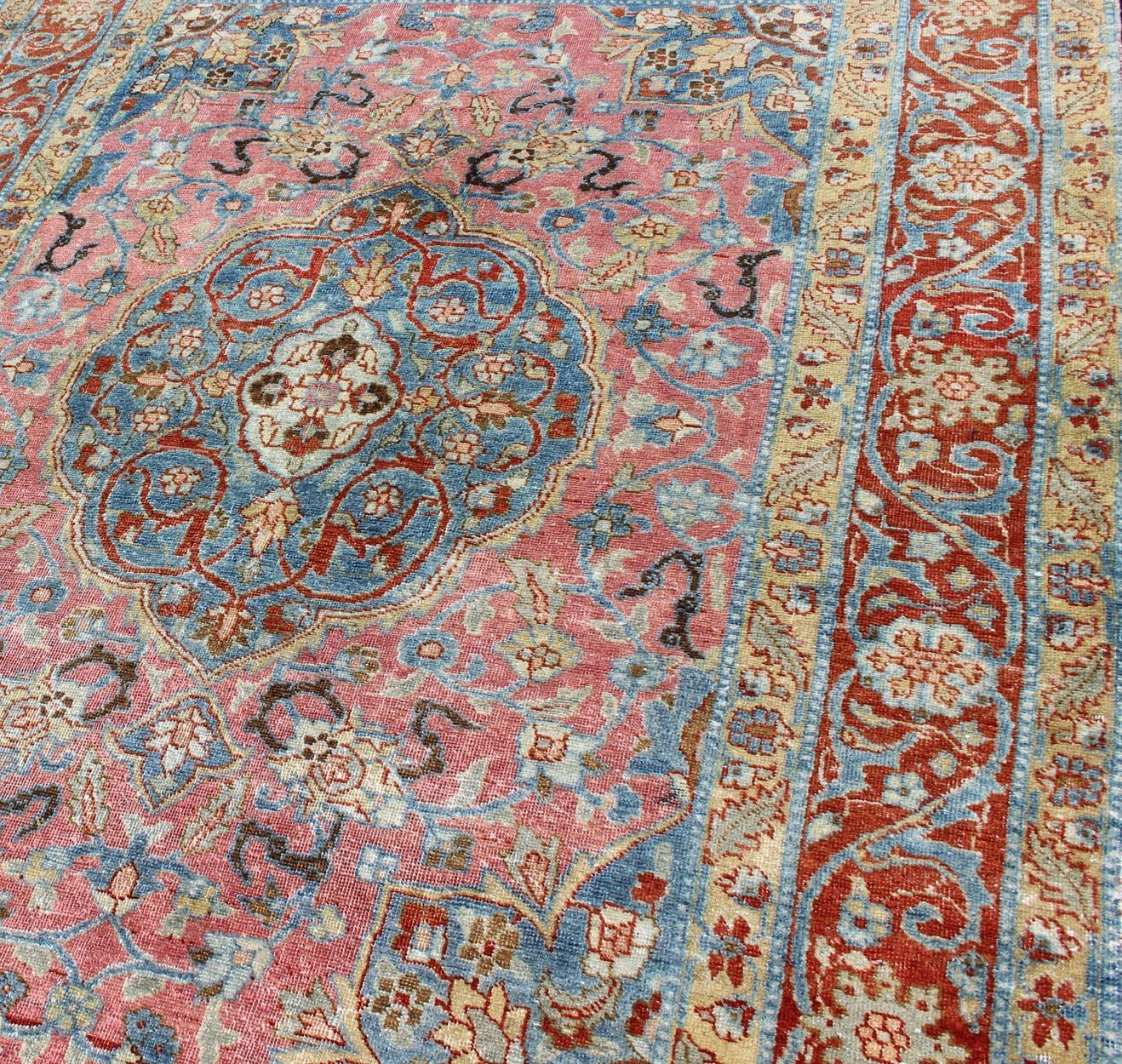 Fine Persian Tabriz Rug with Layered Medallion For Sale 2