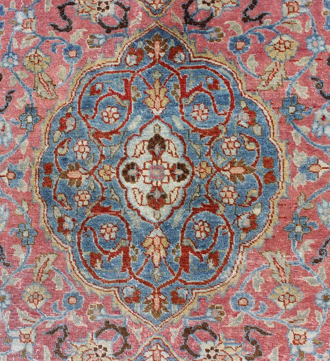 Wool Fine Persian Tabriz Rug with Layered Medallion For Sale