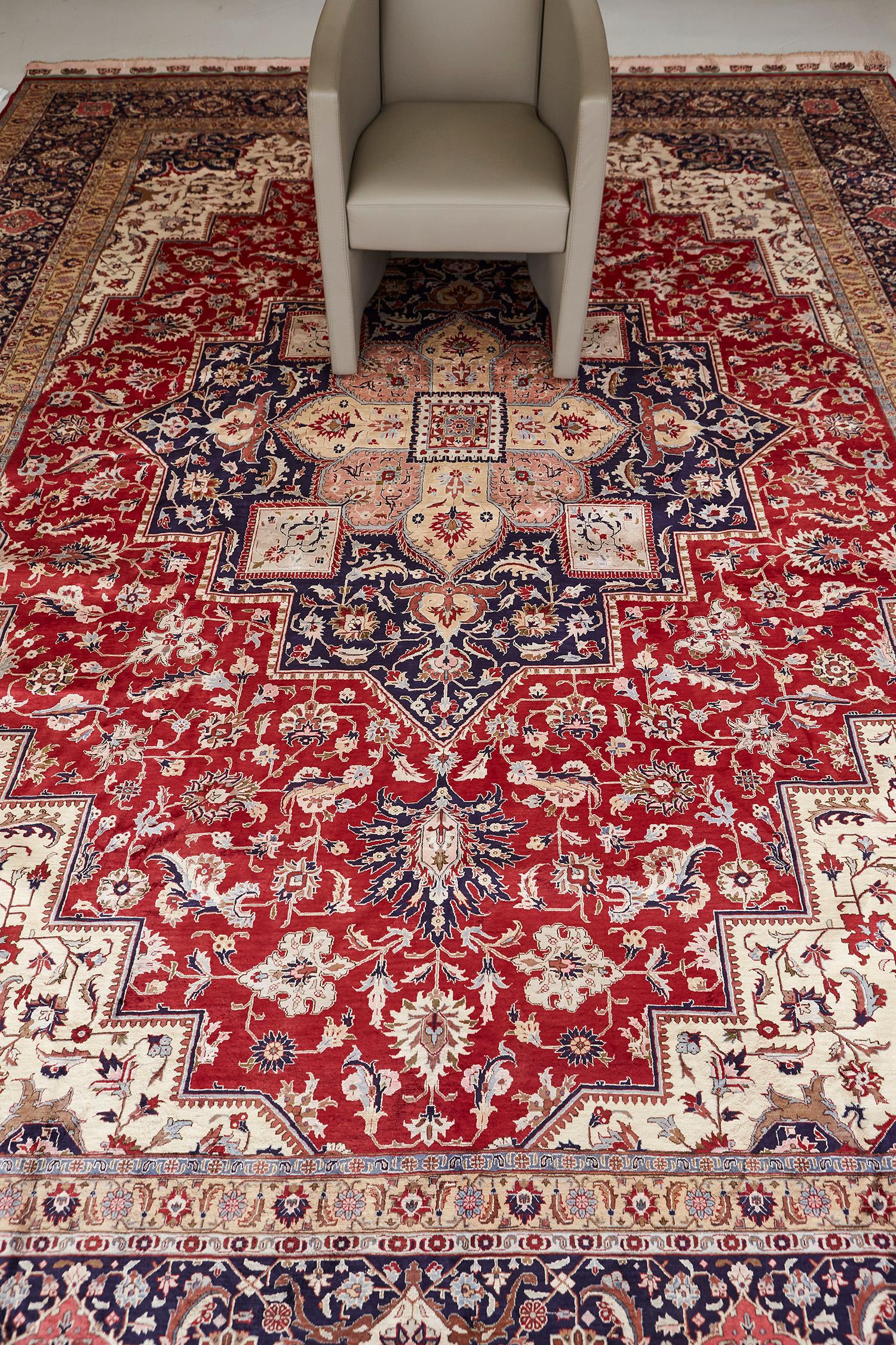 Contemporary Fine Persian Tabriz Silk Rug 29228 For Sale