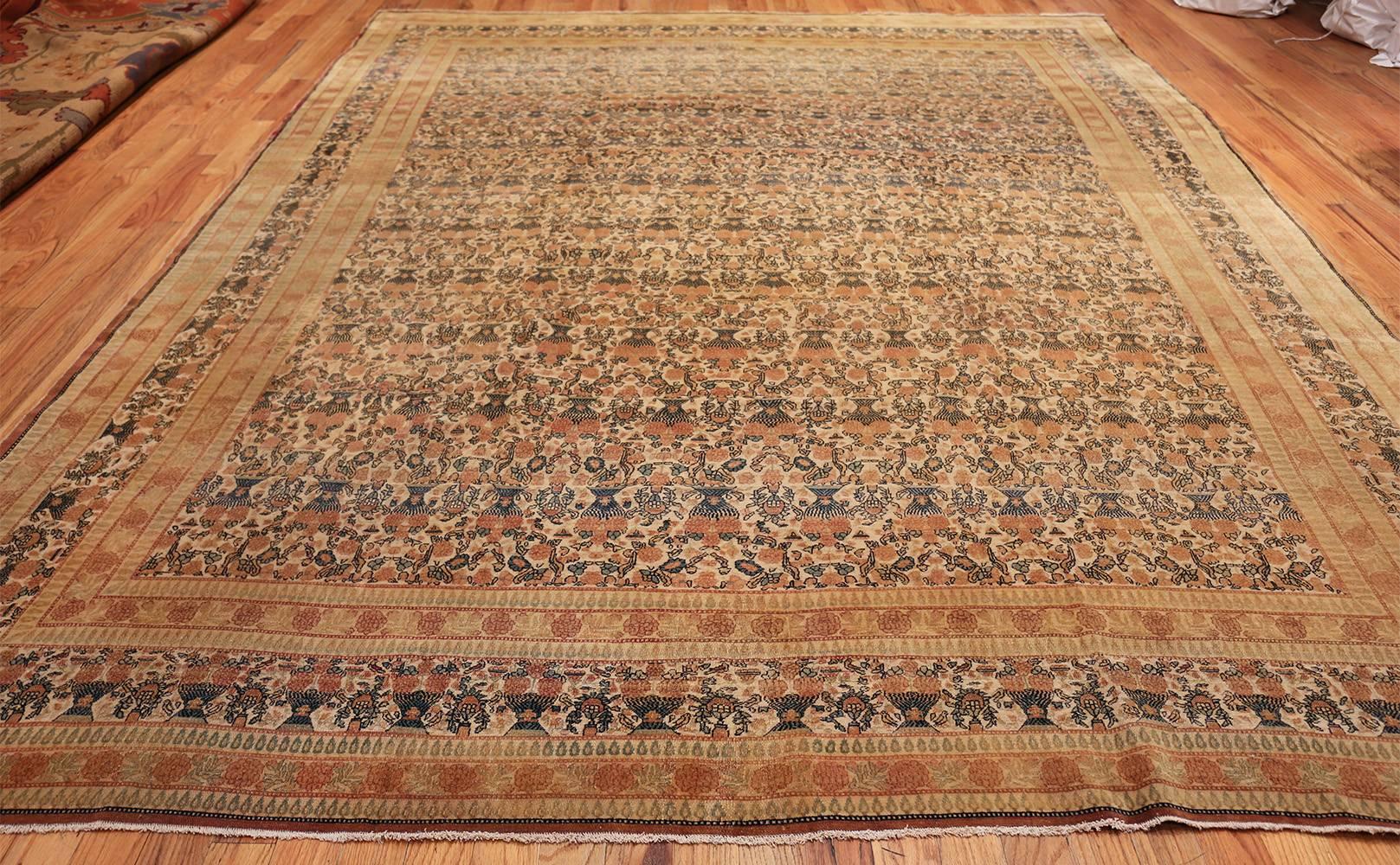 Wool Fine Persian Tehran Room Size Antique Carpet. Size: 9 ft 6 in x 12 ft 6 in