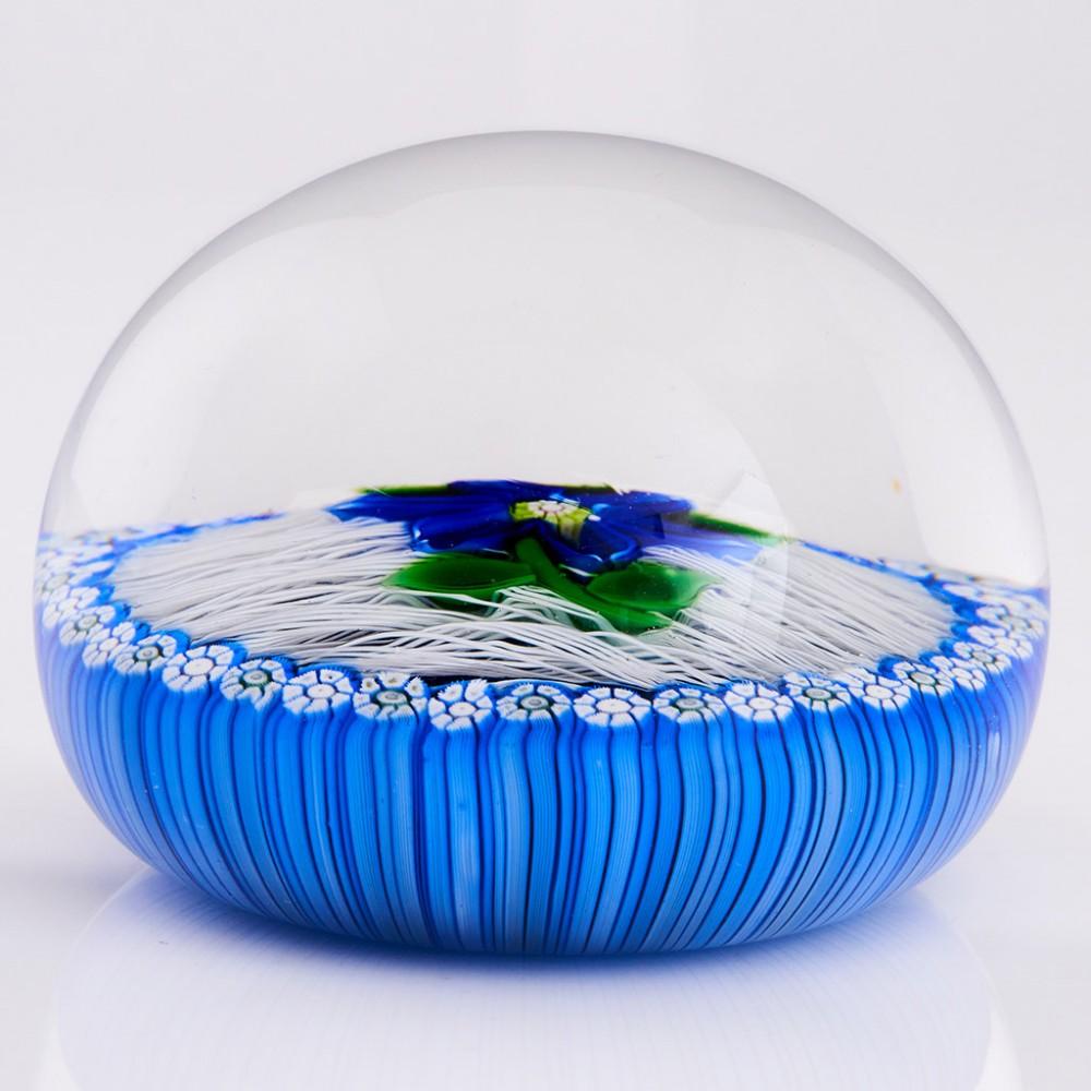 British Fine Perthshire Blue Gentian Paperweight 1981D For Sale