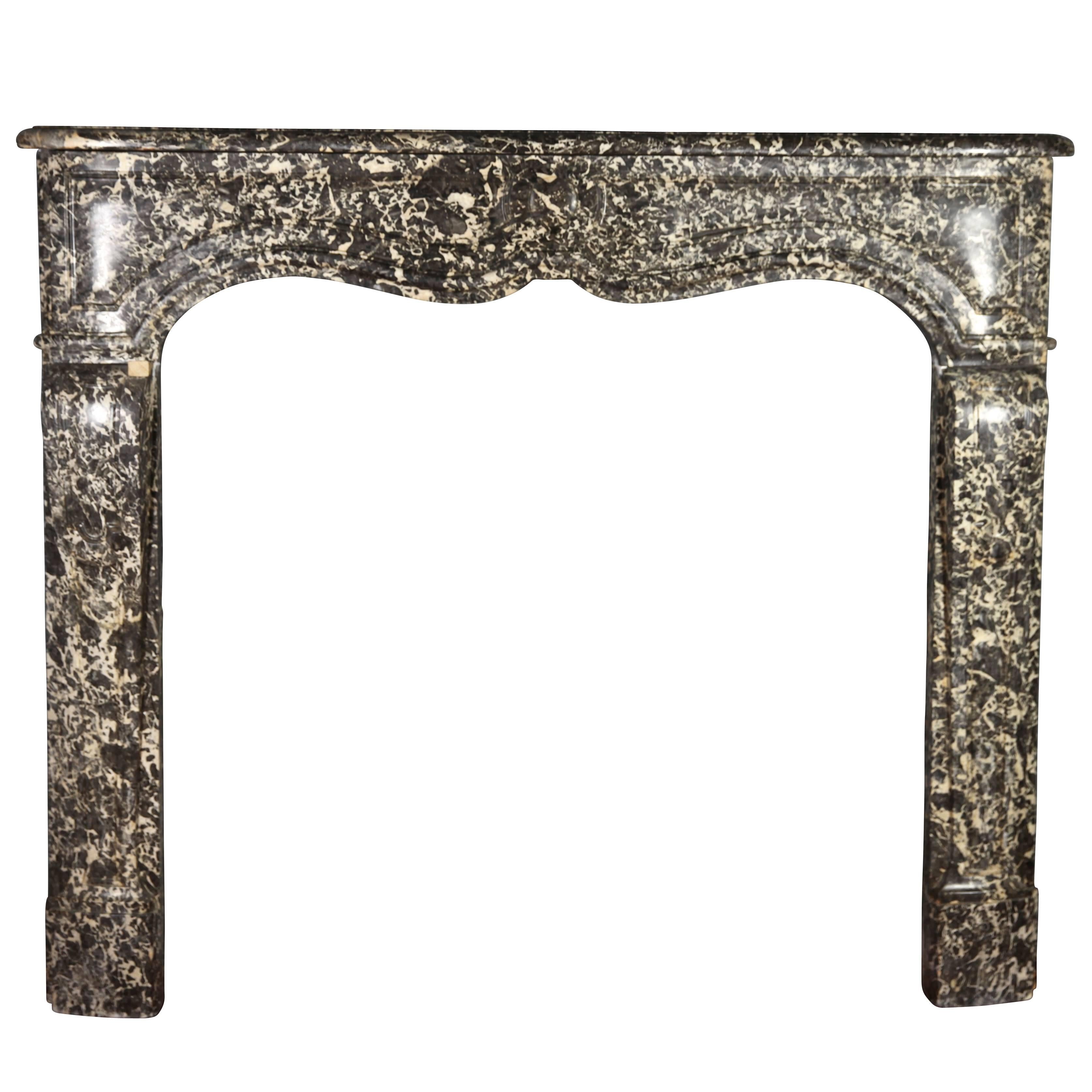 Fine Petite Small Grey Marble French Antique Fireplace Surround For Sale