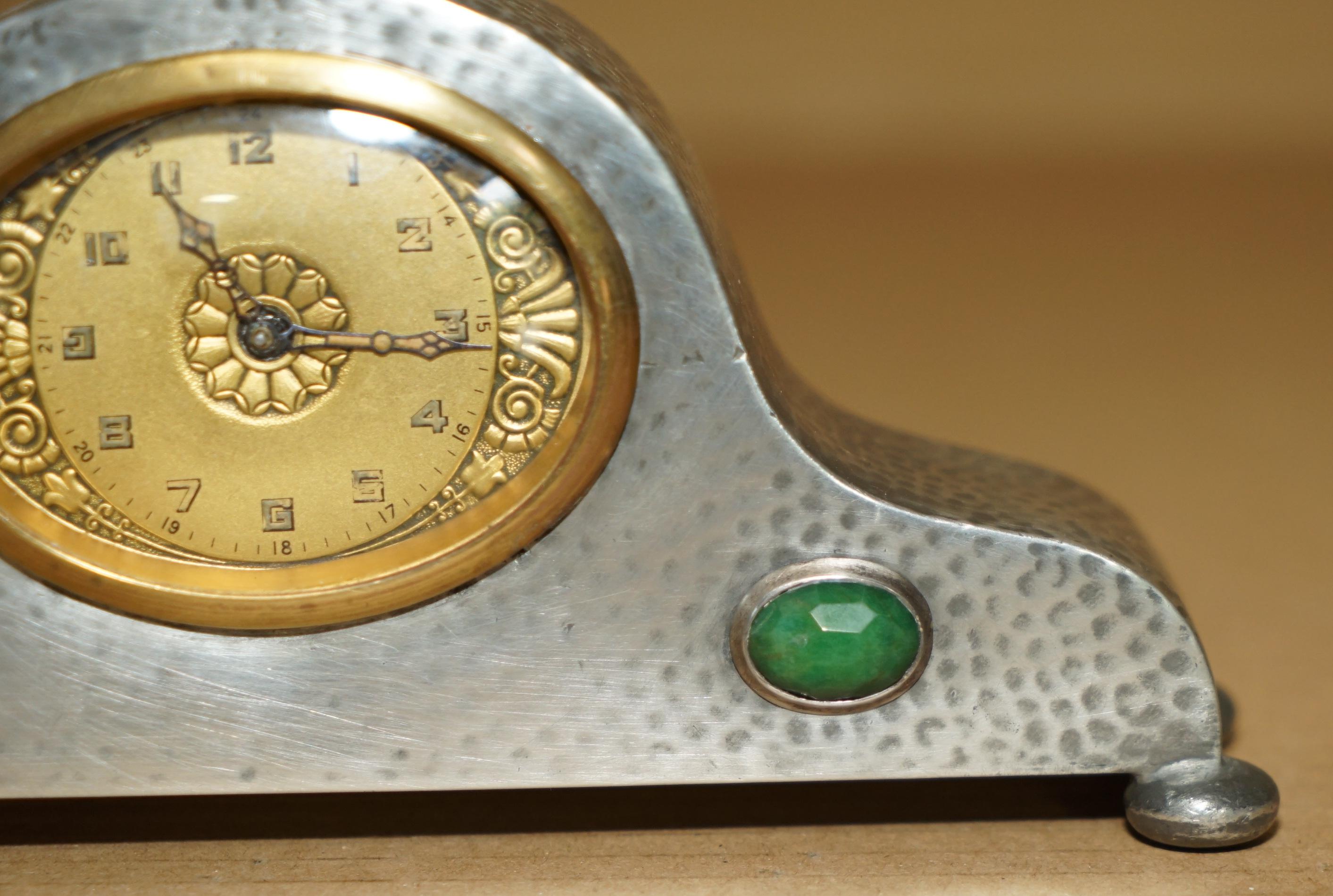 Hand-Crafted FiNE PEWTER & CABOCHON LIBERTY'S LONDON 1920 TUDRIC MINIATURE MANTEL CLOCK