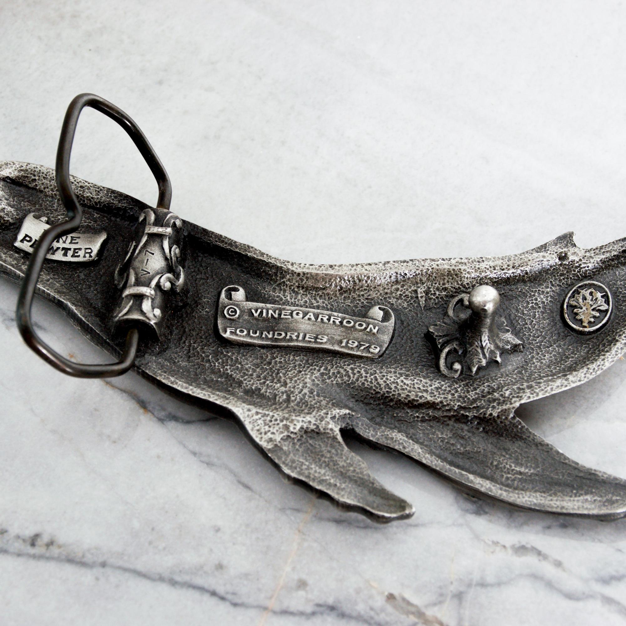 Fine Pewter Humpback Whale Belt Buckle by Vinegarroon 1979 Vintage Steampunk In Good Condition In Chula Vista, CA