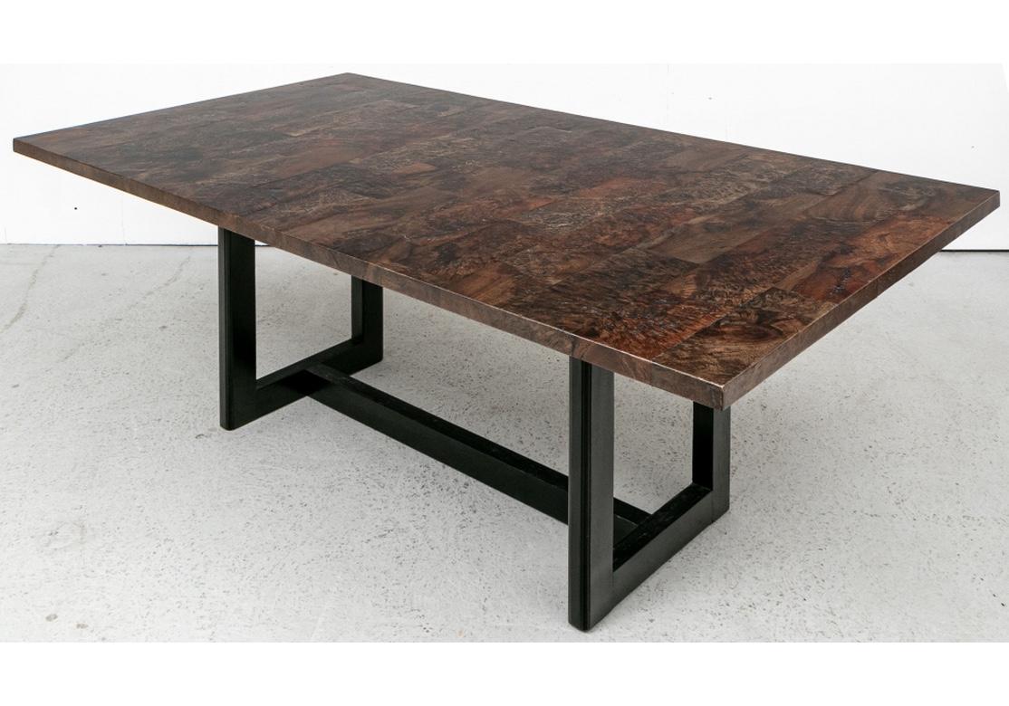 Fine Pieced Burl Top Dining/ Work Table In Distressed Condition For Sale In Bridgeport, CT