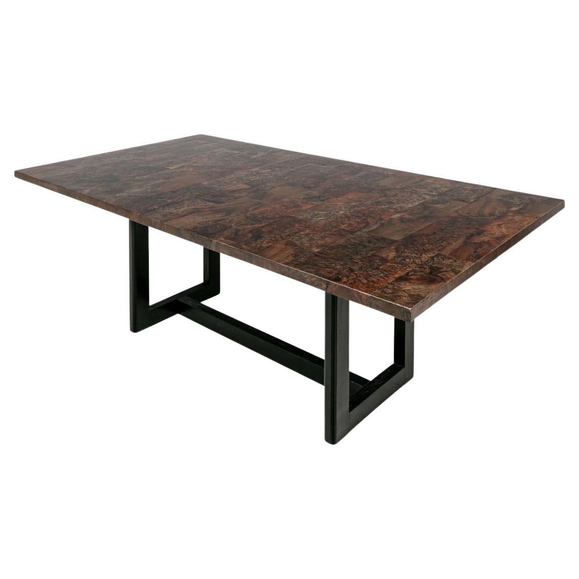 Fine Pieced Burl Top Dining/ Work Table For Sale