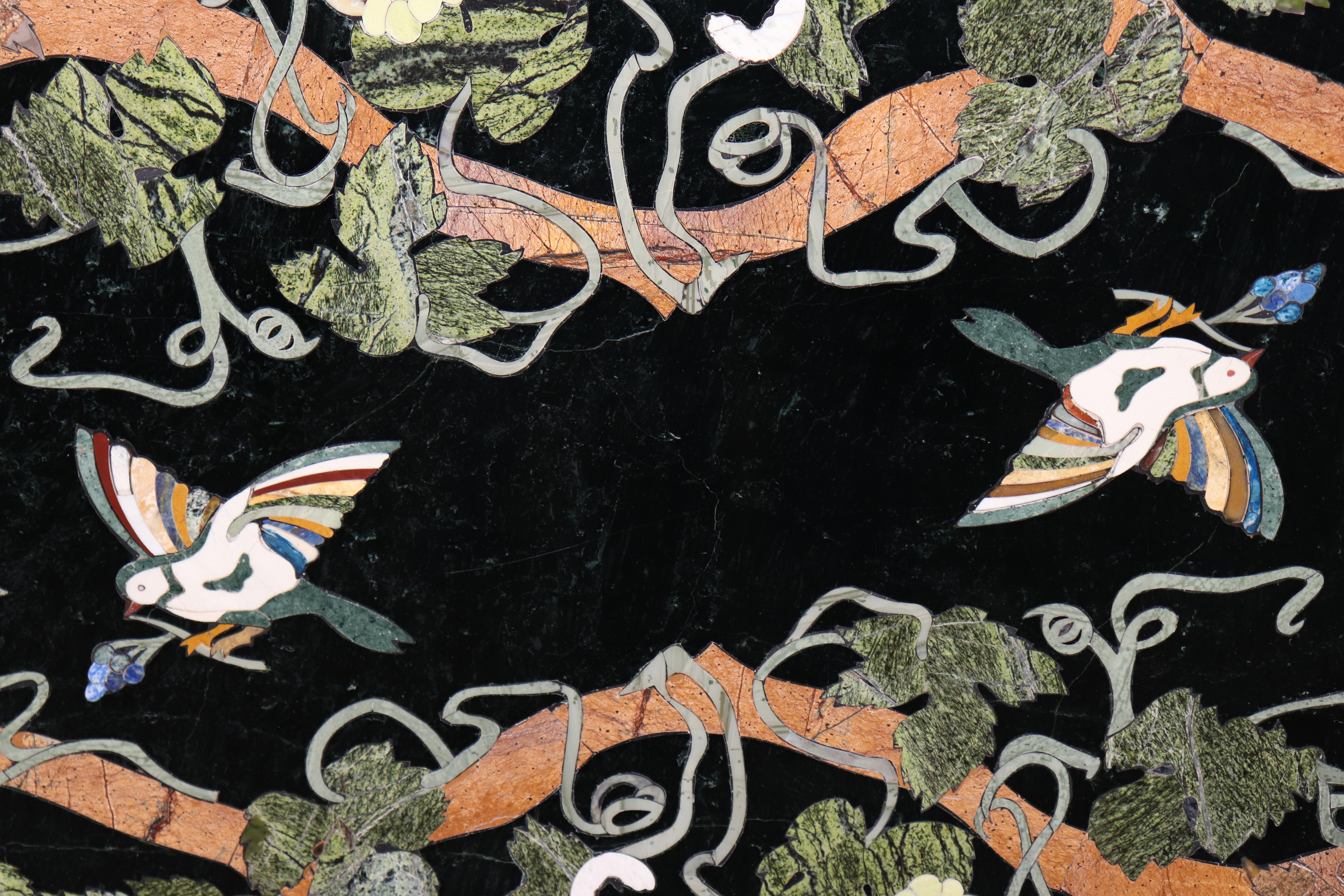 Fine Pietra Dura Italian Inlaid Marble Oval Dining Table Top Only - no Base in vendita 8