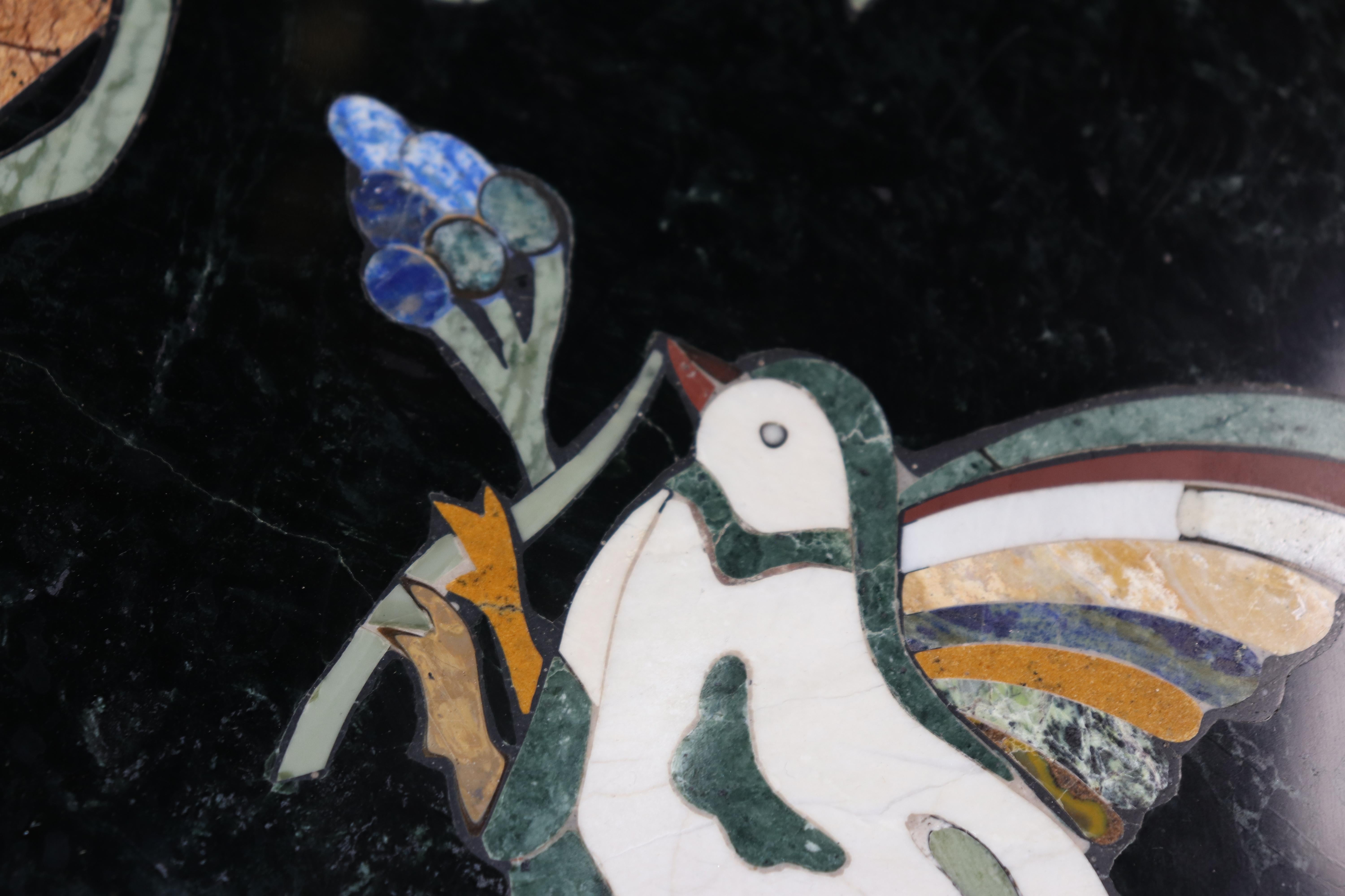 Italiano Fine Pietra Dura Italian Inlaid Marble Oval Dining Table Top Only - no Base in vendita