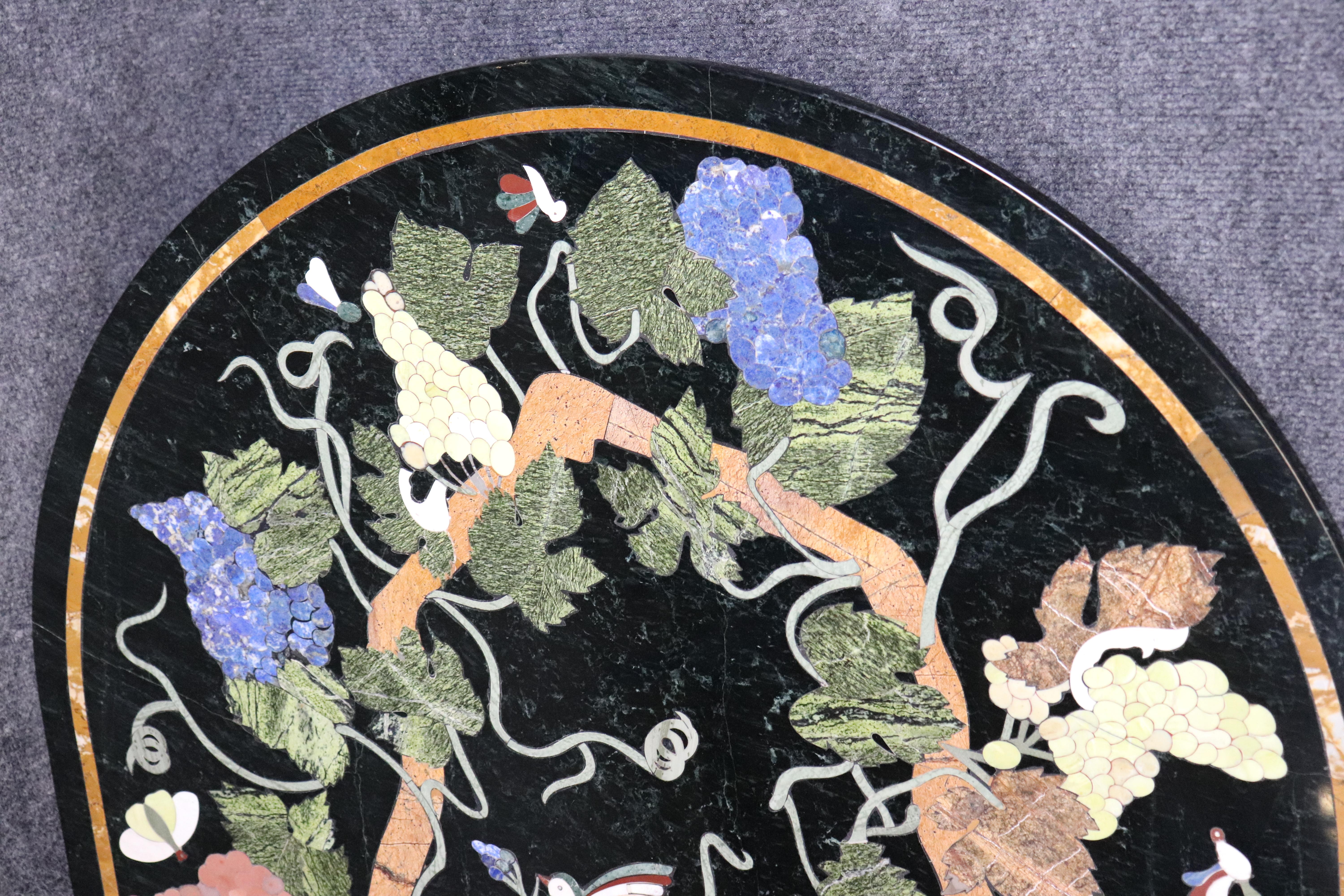 Metà XX secolo Fine Pietra Dura Italian Inlaid Marble Oval Dining Table Top Only - no Base in vendita