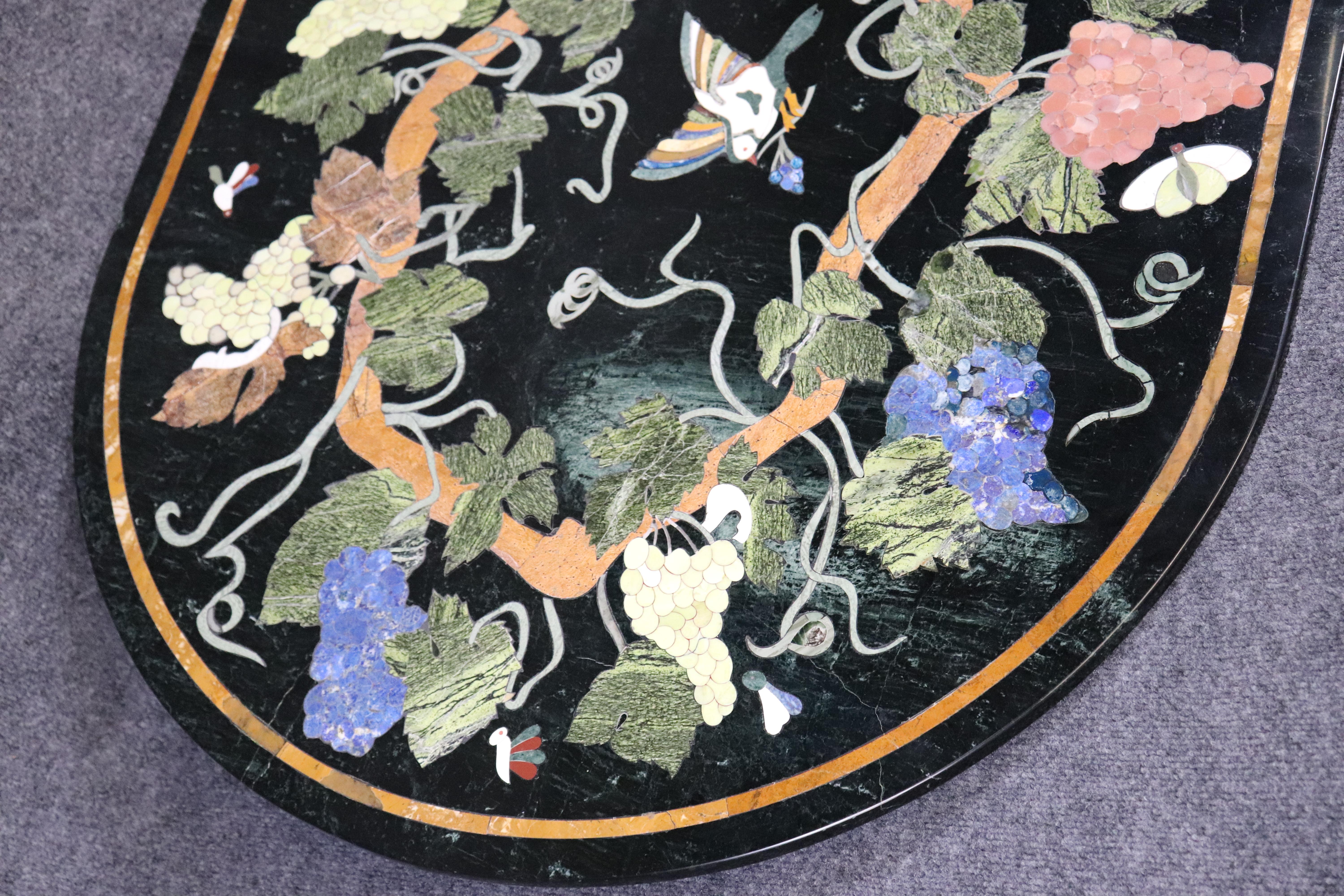 Marmo Fine Pietra Dura Italian Inlaid Marble Oval Dining Table Top Only - no Base in vendita