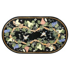 Fine Pietra Dura Italian Inlaid Marble Oval Dining Table Top Only - no Base