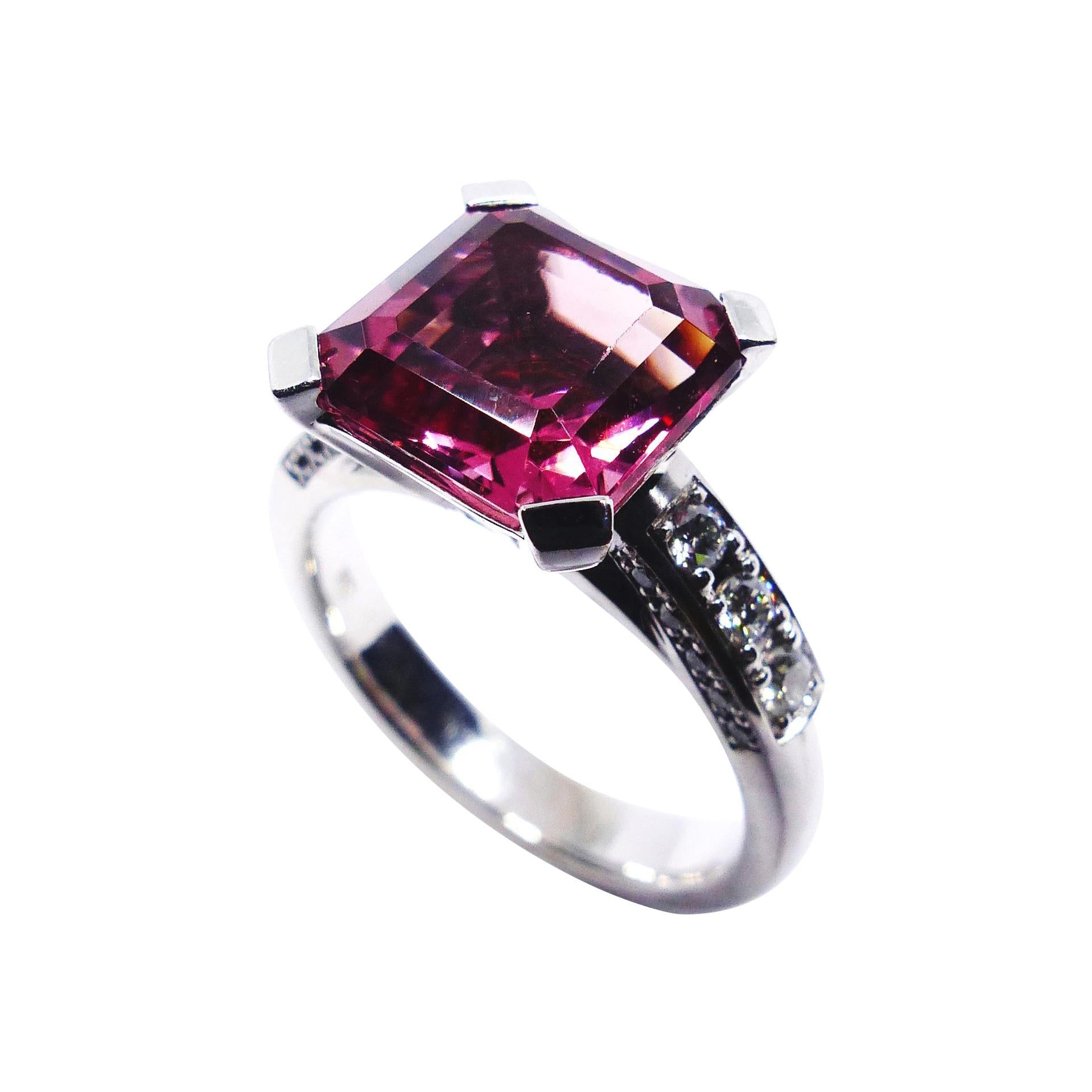 White Gold 4,08ct Pink Tourmaline & Diamonds Ring