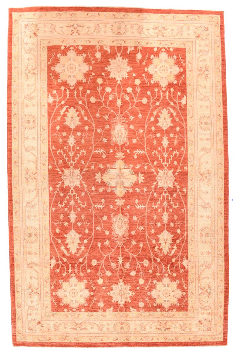 Hand-Knotted Peshawar Rug 6'7'' x 10'3'' For Sale