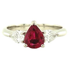 Fine Platinum 1.14ct Ruby and .52cttw Diamond Ring