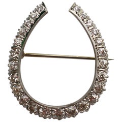 Fine Platinum Diamond Horseshoe Brooch, circa 1925 Fine Platinum Diamond Horseshoe Brooch, circa 1925