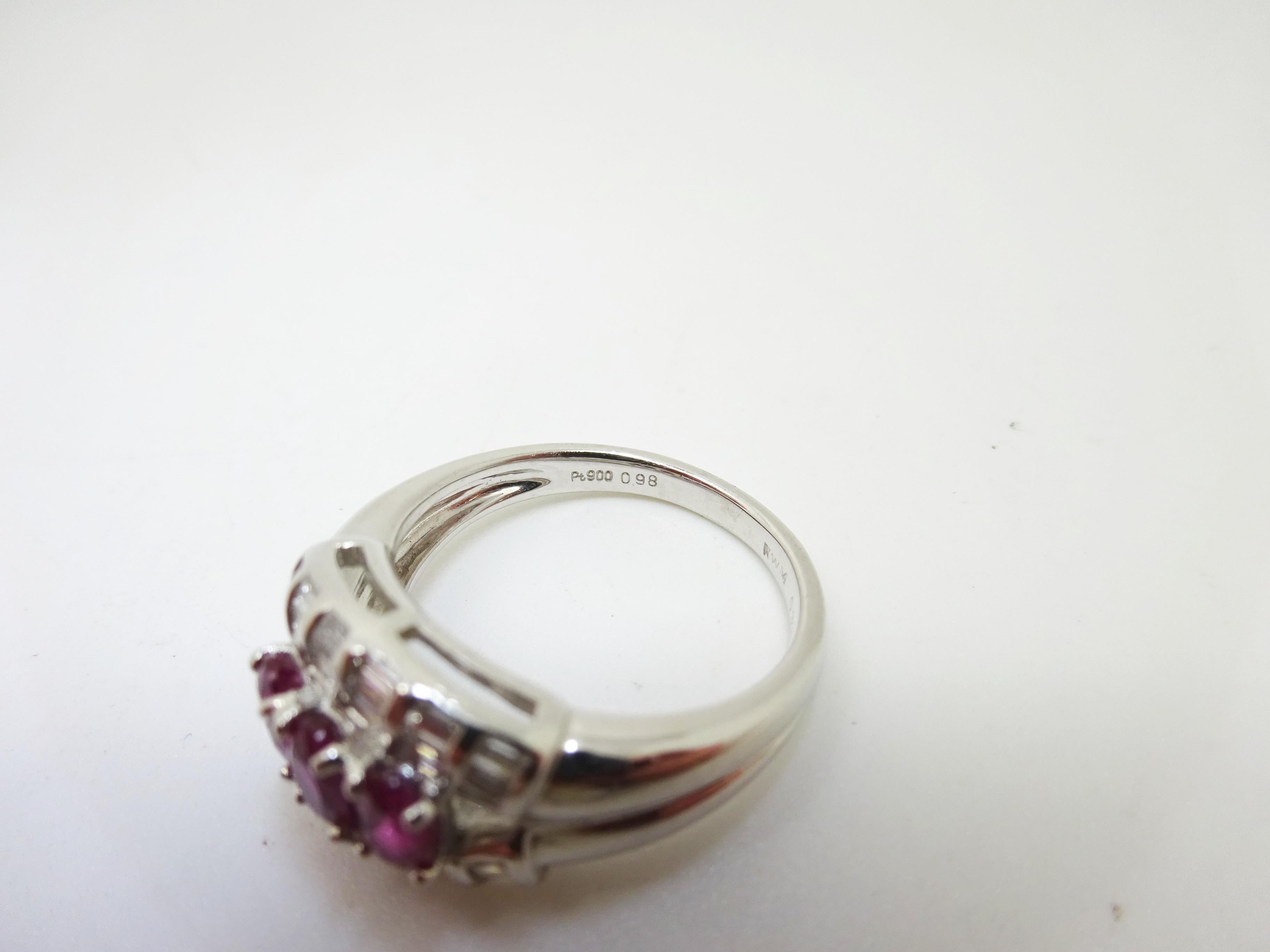 Fine Platinum Genuine Natural Ruby and Diamond Ring '#J3259' In Excellent Condition For Sale In Big Bend, WI