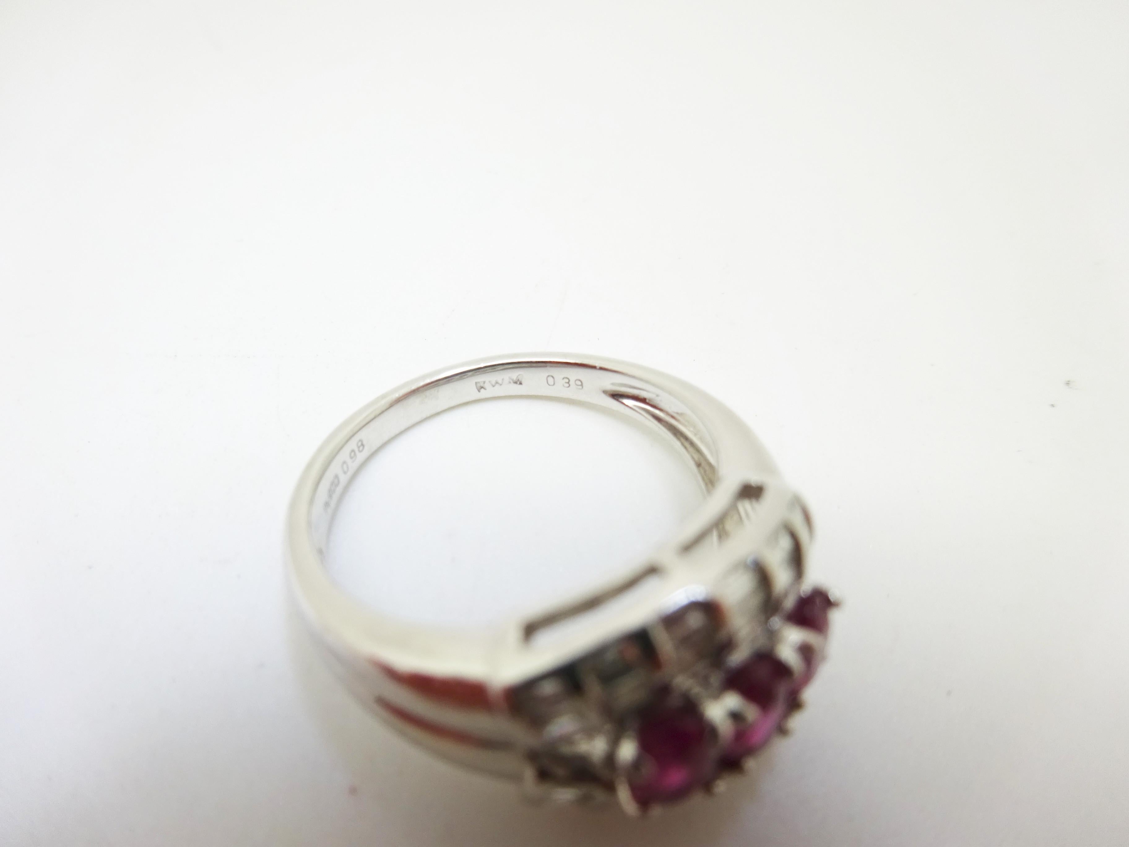 Women's Fine Platinum Genuine Natural Ruby and Diamond Ring '#J3259' For Sale