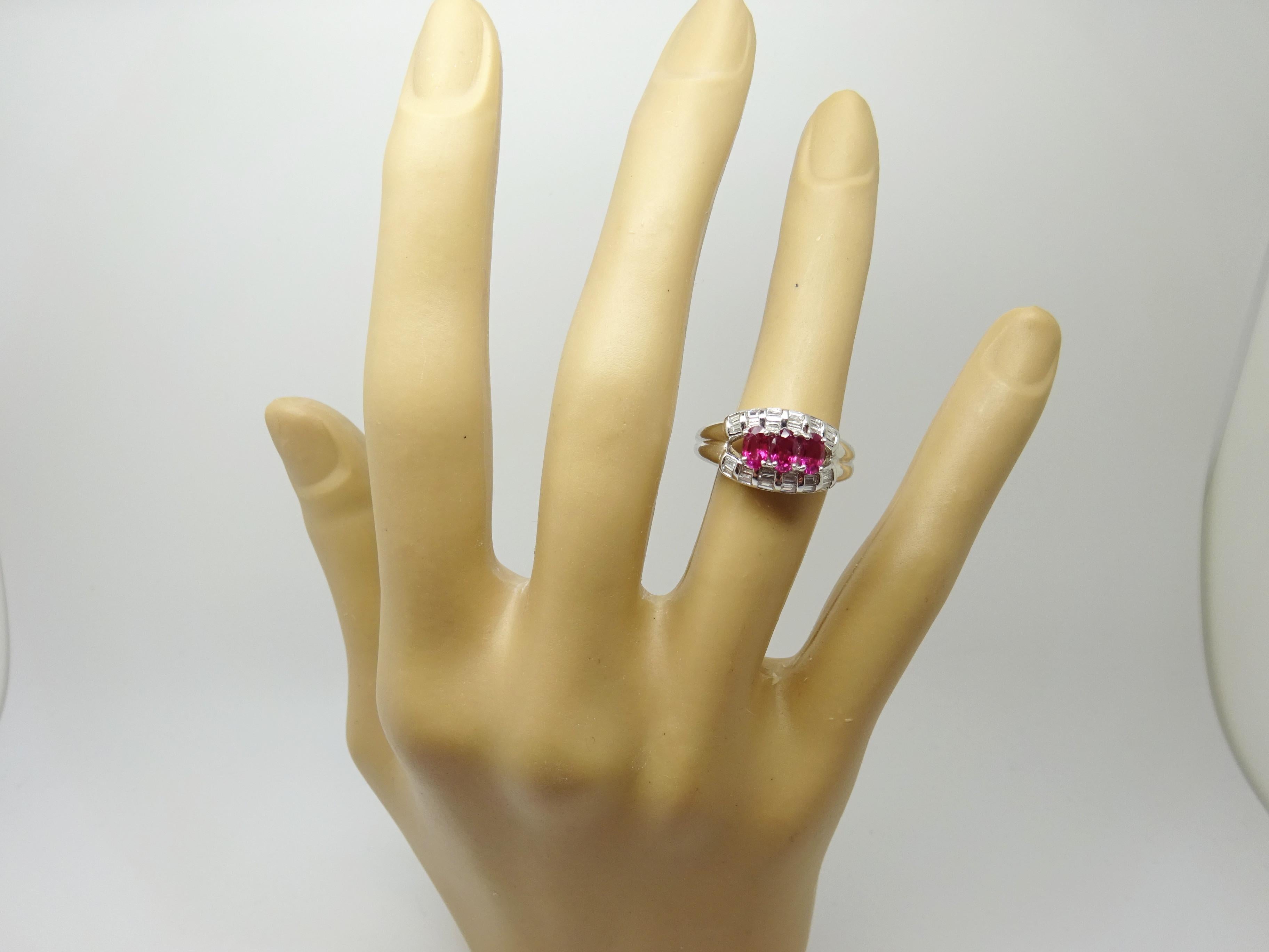 Fine Platinum Genuine Natural Ruby and Diamond Ring '#J3259' For Sale 1