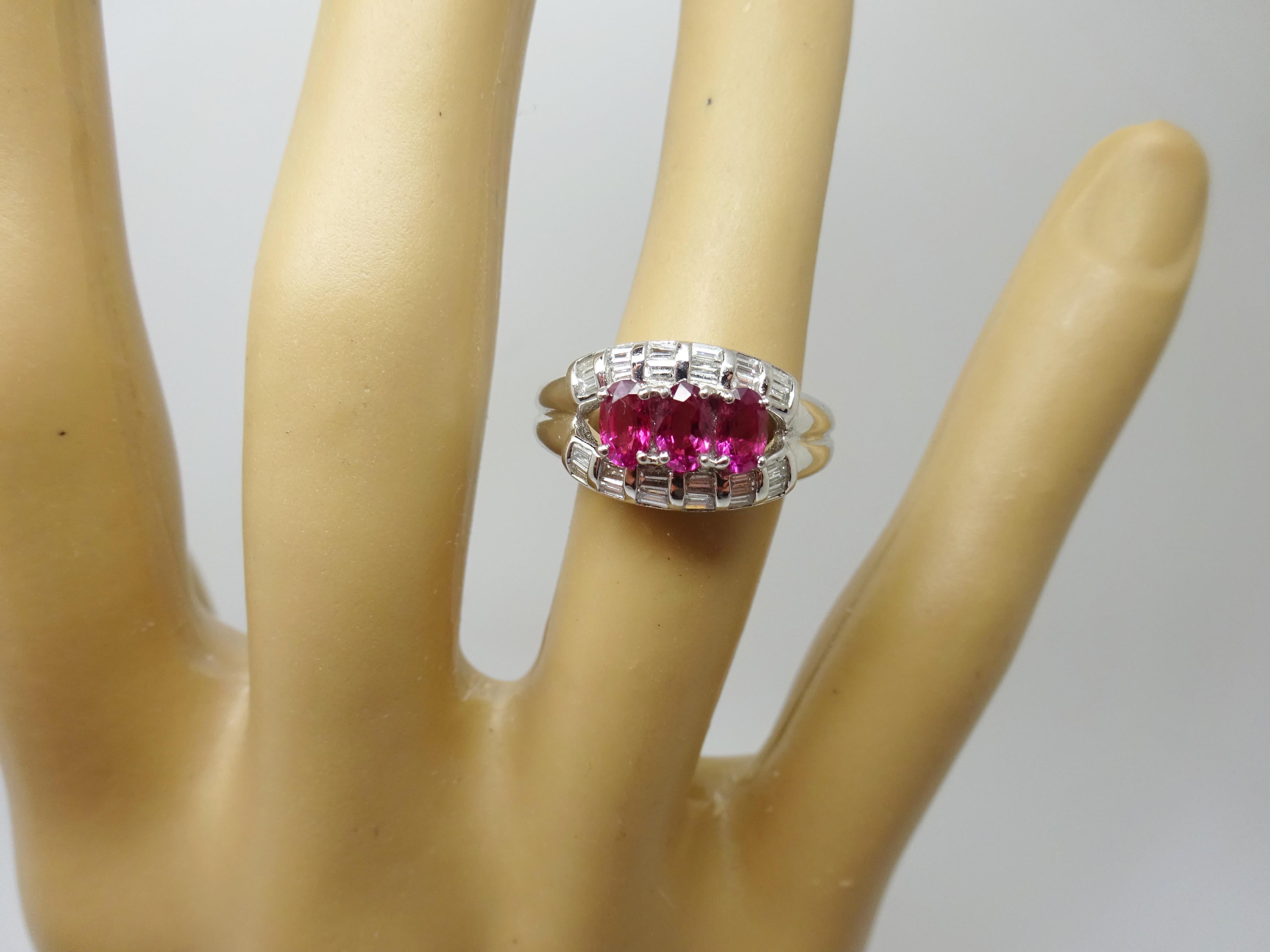 Fine Platinum Genuine Natural Ruby and Diamond Ring '#J3259' For Sale 2